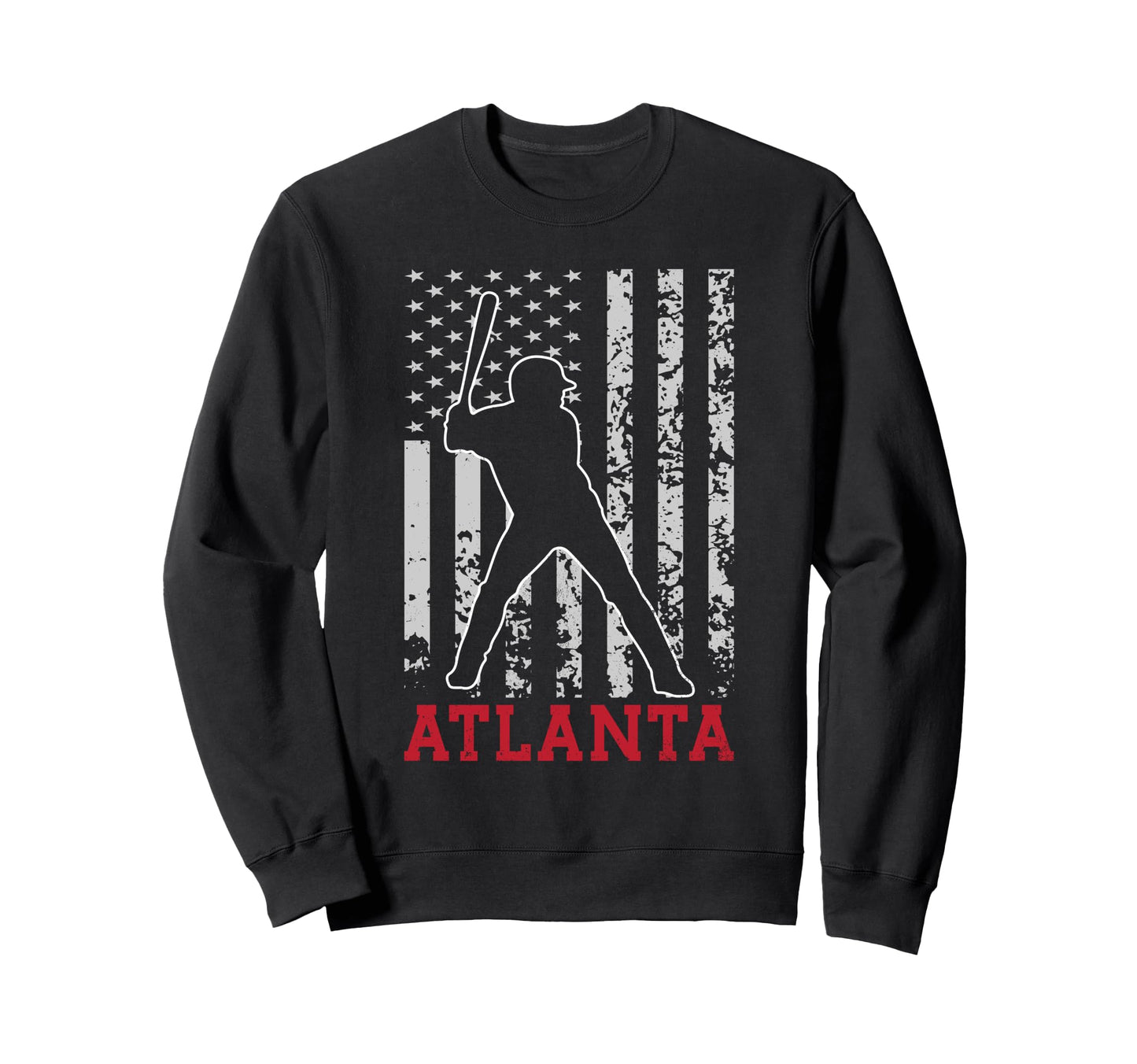 Atlanta American Flag Distressed Sweatshirt - Unique Graphic Unisex - T-Shirt, Sweatshirt, Hoodie