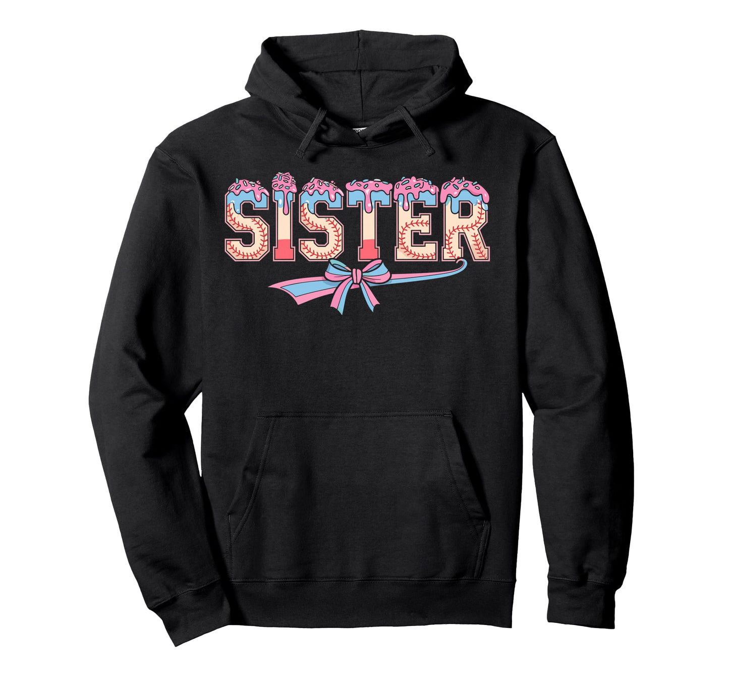 Baseball Sister Coquette Bow Ice Cream Hoodie - Streetwear Style Men Women - T-Shirt, Sweatshirt, Hoodie
