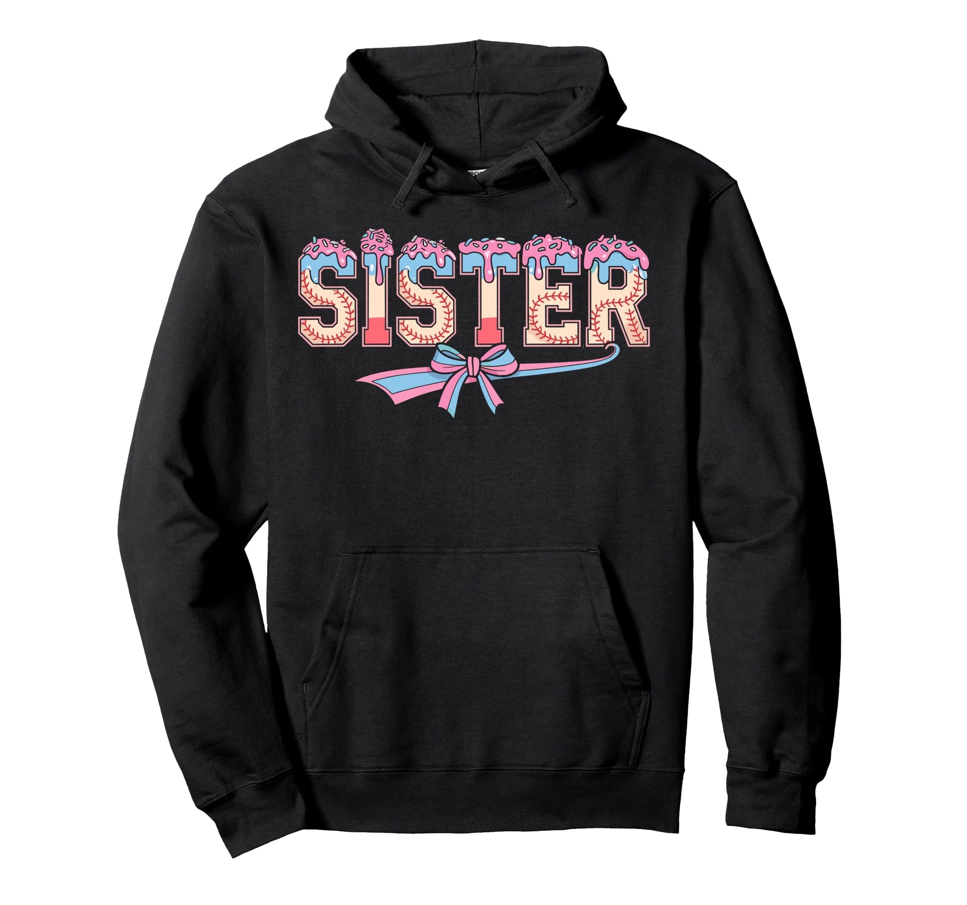 Baseball Sister Coquette Bow Ice Cream Hoodie - Streetwear Style Men Women - T-Shirt, Sweatshirt, Hoodie