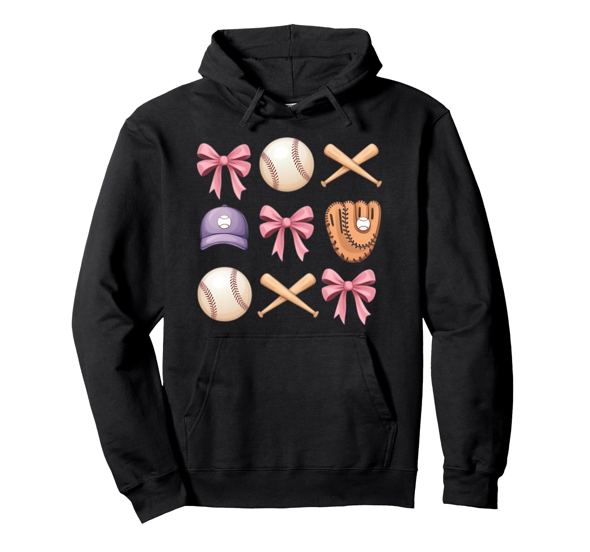 Baseball Coquette Bow Mom Sister Hoodie - Unique Graphic for Adults - T-Shirt, Sweatshirt, Hoodie