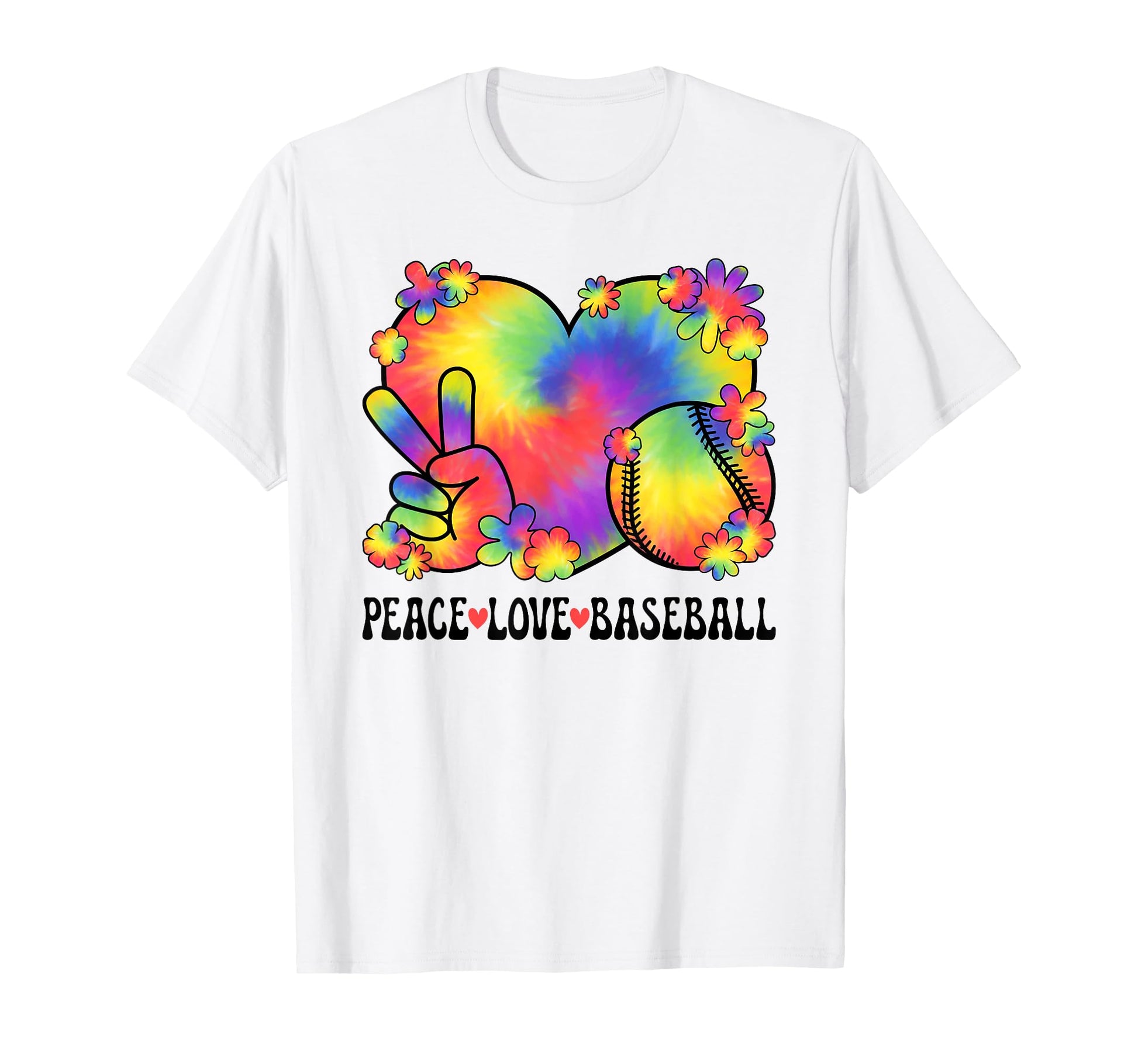 Peace Love Baseball Lover 60S 70S T-Shirt - Novelty Apparel Men Women - T-Shirt, Sweatshirt, Hoodie
