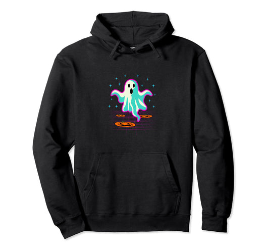80S Ghost Halloween Retrowave Synthwave Hoodie - Novelty Apparel Unisex - T-Shirt, Sweatshirt, Hoodie
