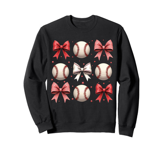 Baseball Coquette Bow Funny Coquette Sweatshirt - Graphic Print Men Women - T-Shirt, Sweatshirt, Hoodie