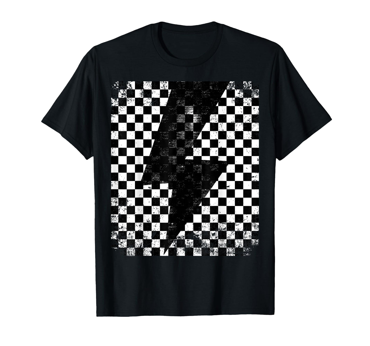 Checkered Lightning Bolt Thunder T-Shirt - Minimalist Print for Adults - T-Shirt, Sweatshirt, Hoodie