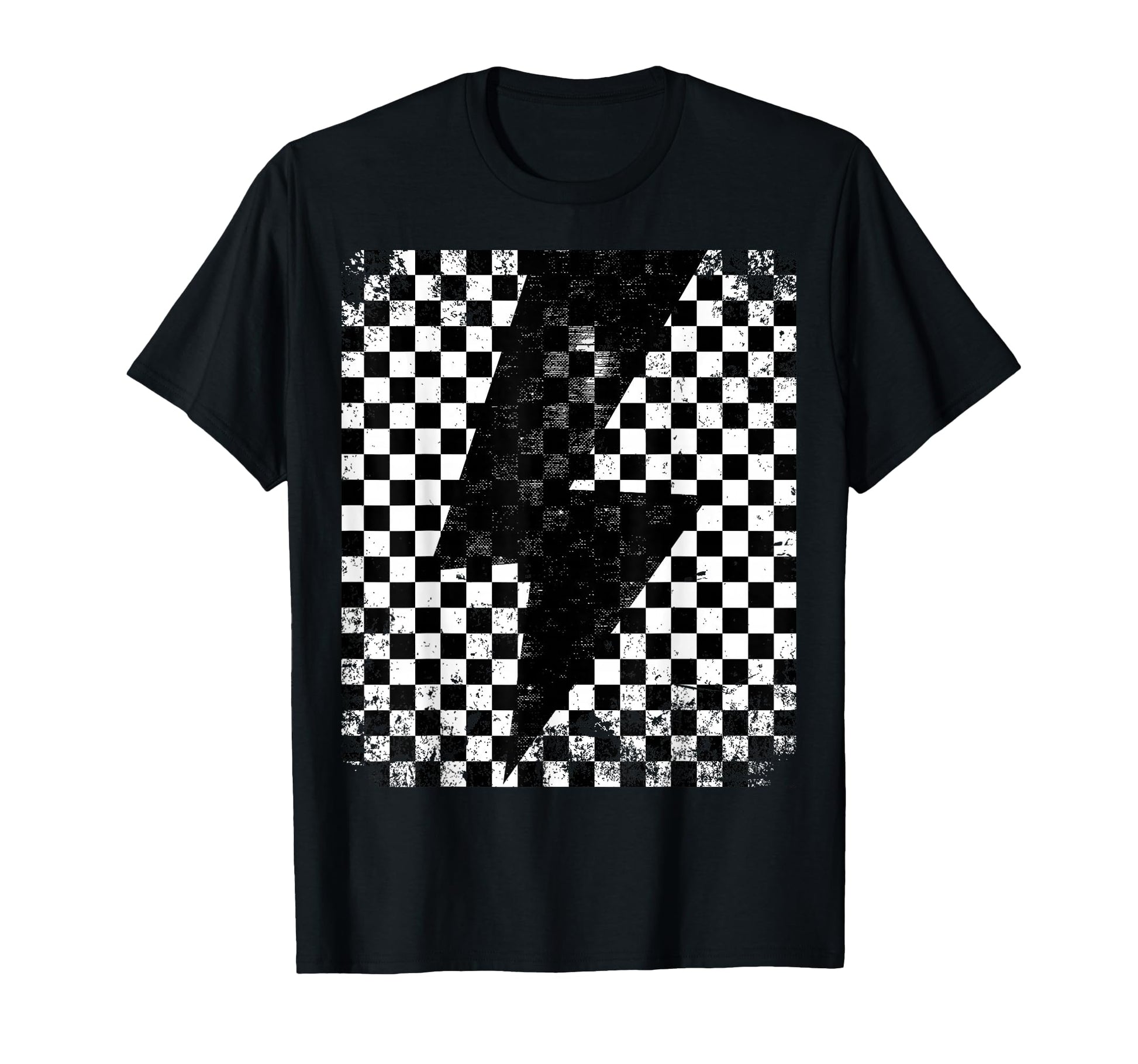 Checkered Lightning Bolt Thunder T-Shirt - Minimalist Print for Adults - T-Shirt, Sweatshirt, Hoodie