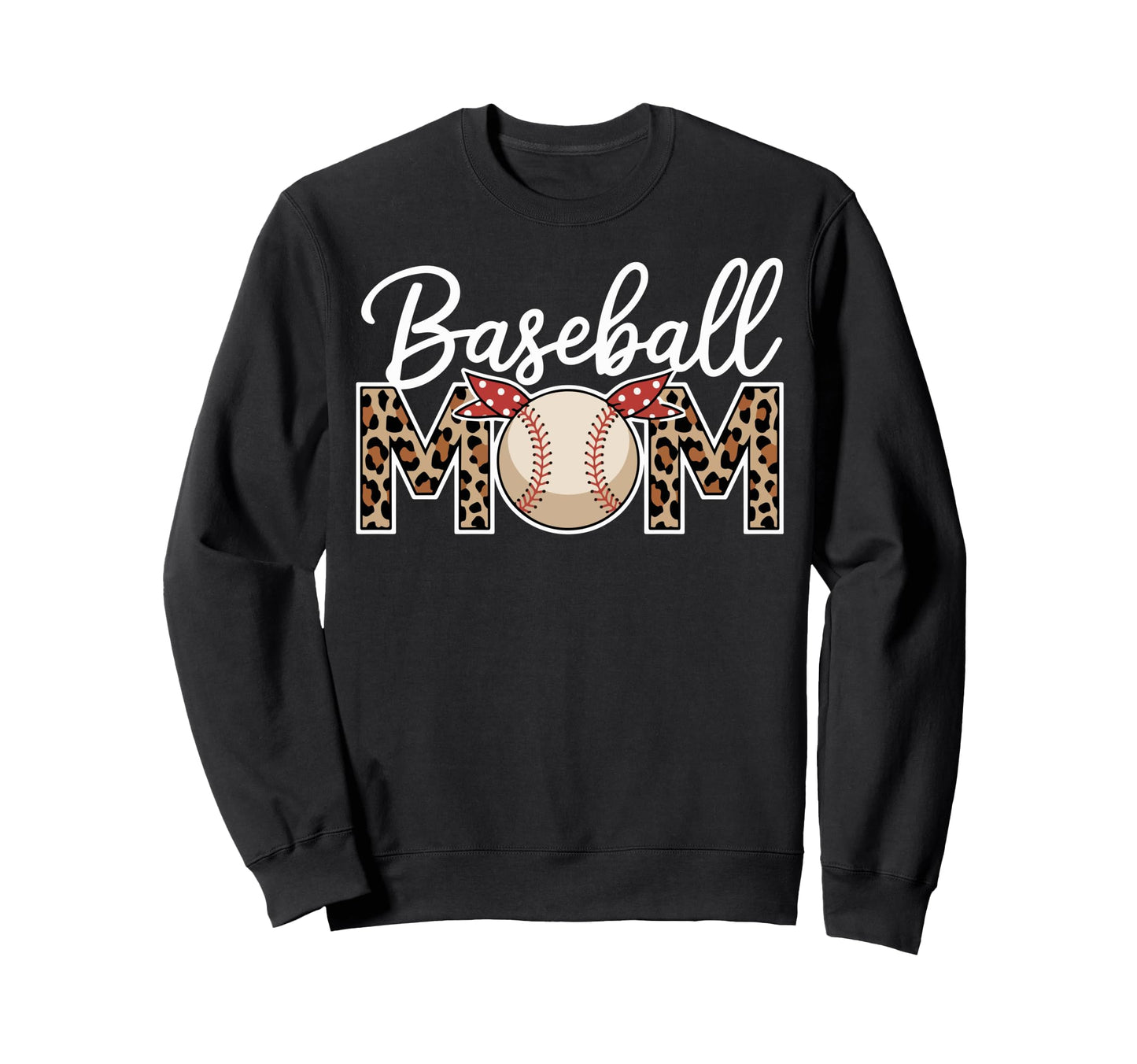 Baseball Mom Mother Leopard Sweatshirt - Casual Everyday Wear Men Women - T-Shirt, Sweatshirt, Hoodie