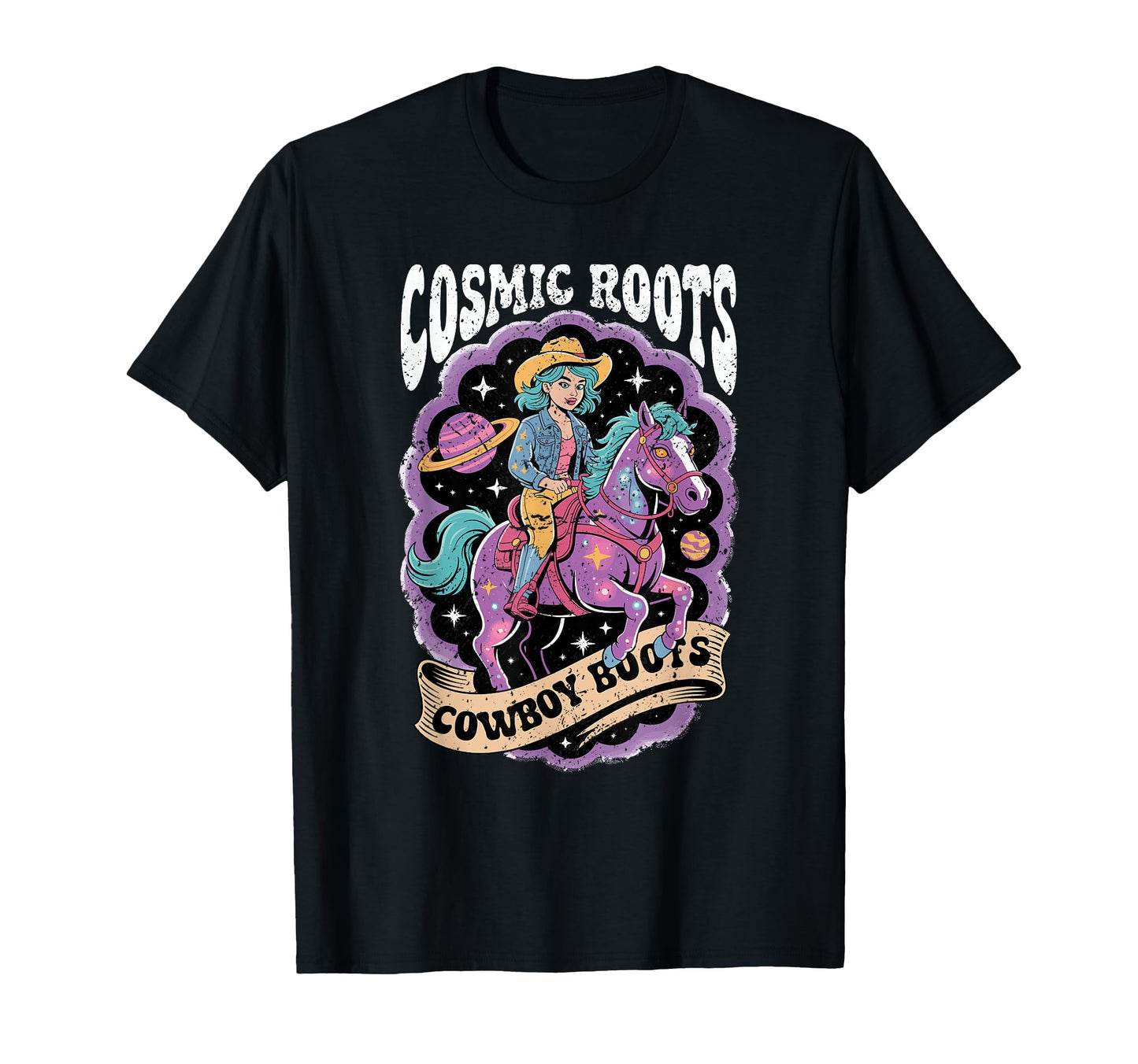 Cosmic Roots Cowboy Boots Horse T-Shirt - Casual Everyday Wear for Adults - T-Shirt, Sweatshirt, Hoodie