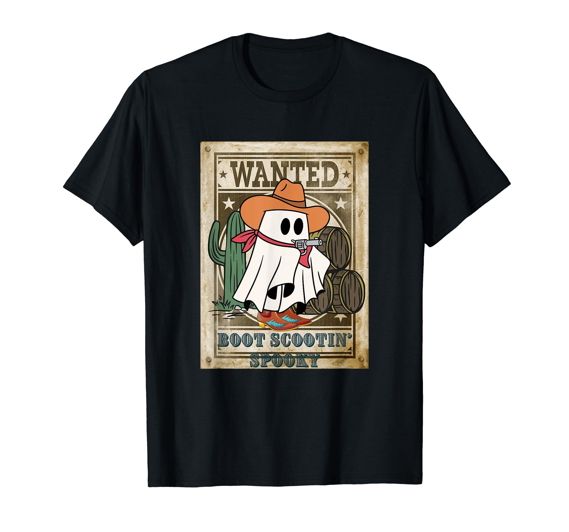Western Halloween Cowboy Ghost Boot T-Shirt - Minimalist Print for Adults - T-Shirt, Sweatshirt, Hoodie