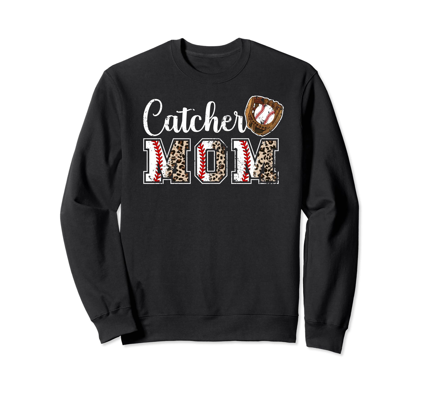 Baseball Catcher Mom Leopard Mom Sweatshirt - Streetwear Style for Adults - T-Shirt, Sweatshirt, Hoodie