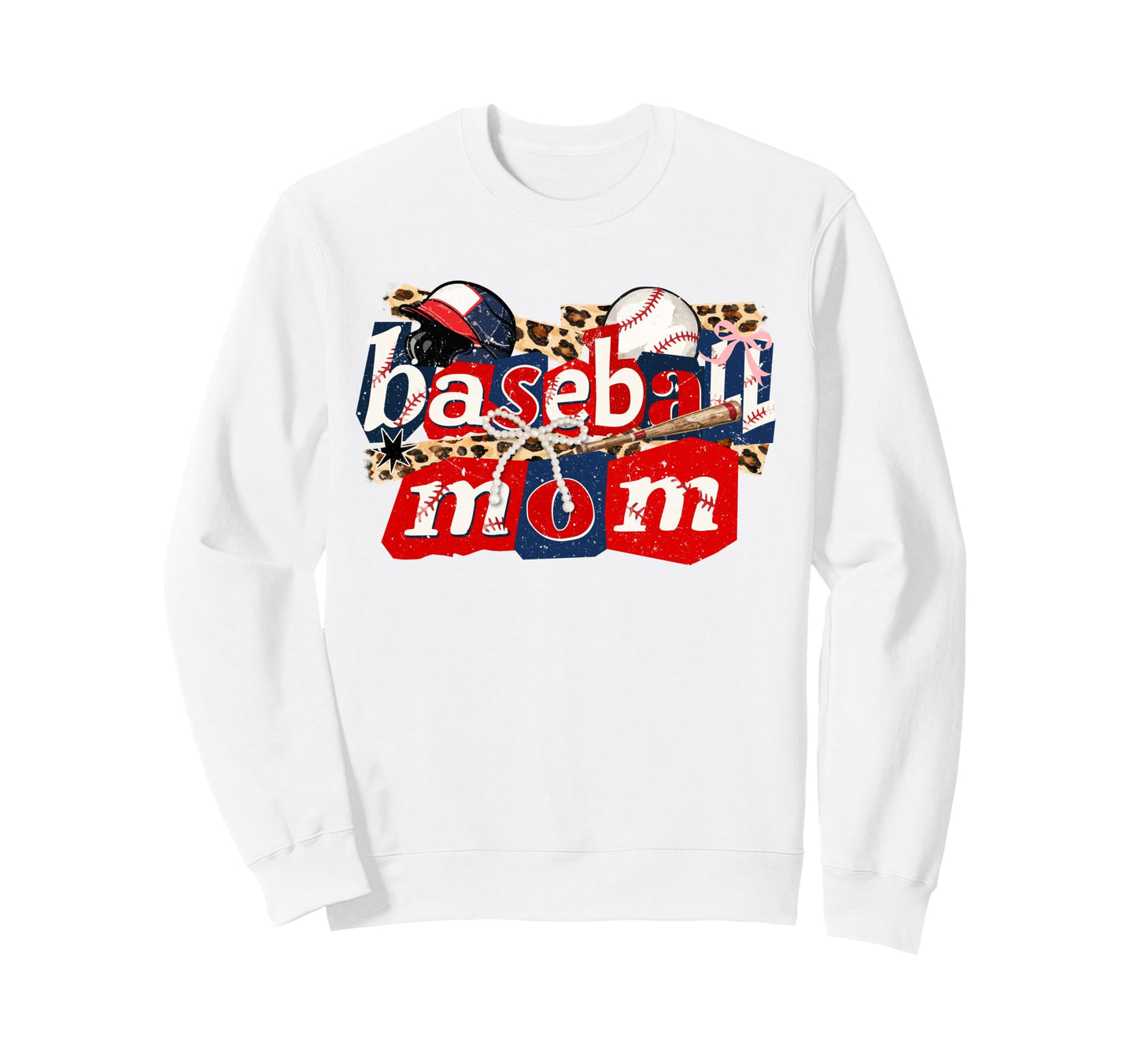 Baseball Mom Coquette Bow Baseball Sweatshirt - Novelty Apparel for Adults - T-Shirt, Sweatshirt, Hoodie