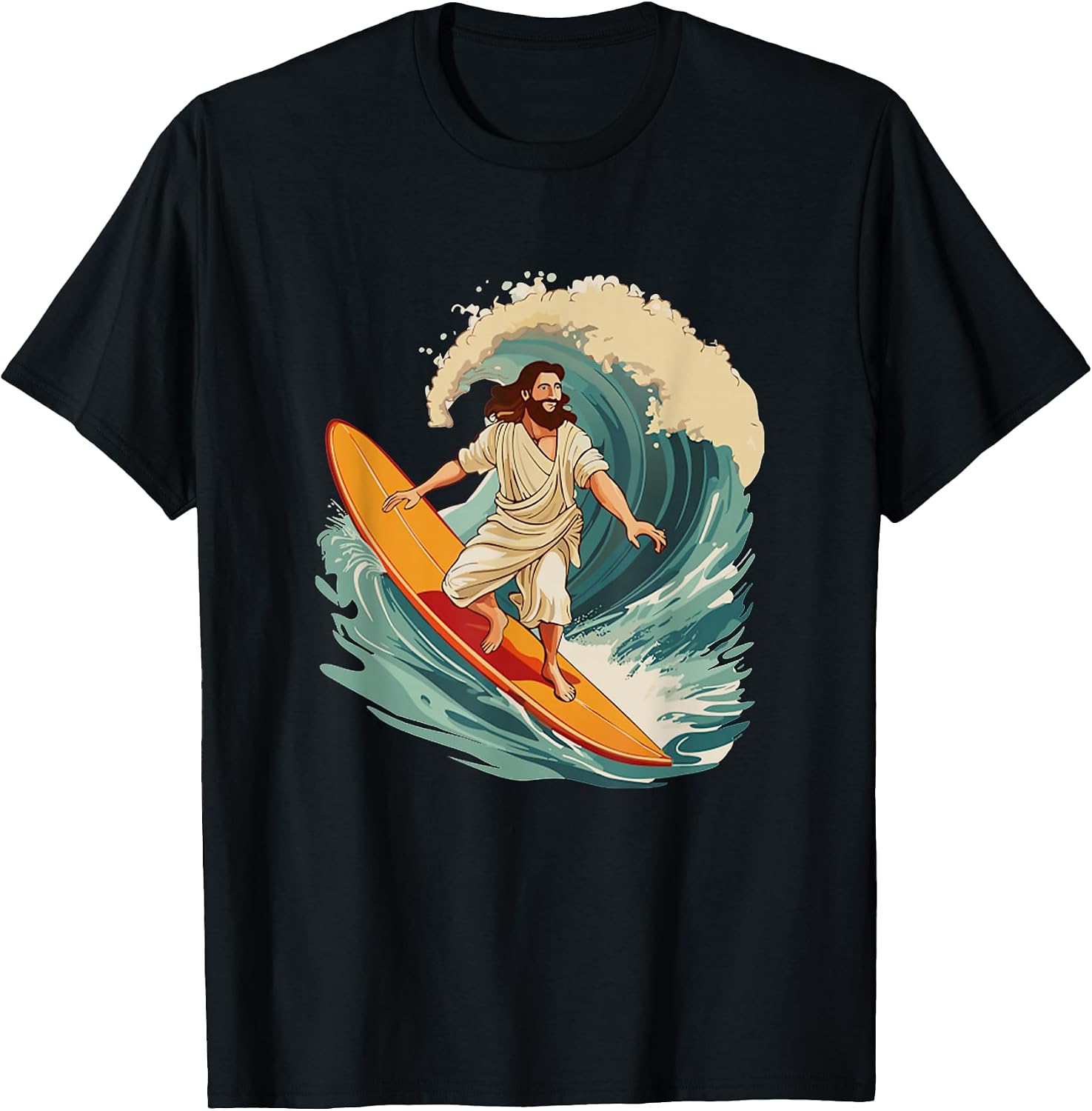 I Ride With Jesus Surfing Christ Funny Meme - Adult & Kids T-Shirts, Sweatshirts & Hoodies apparel design preview 1