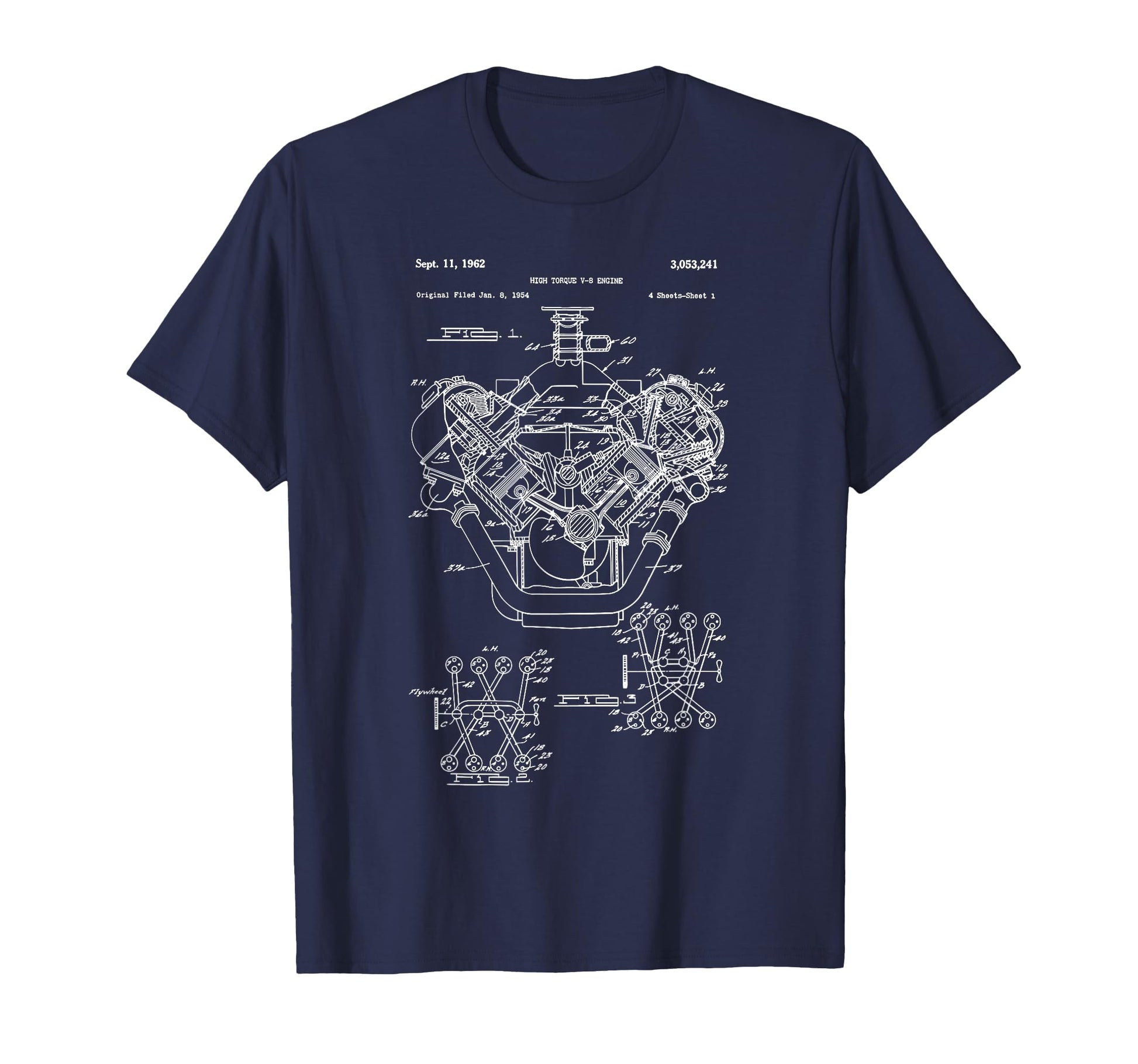 Engine Block Blueprint Diagram Mens T-Shirt - Fun Novelty Design Men Women - T-Shirt, Sweatshirt, Hoodie