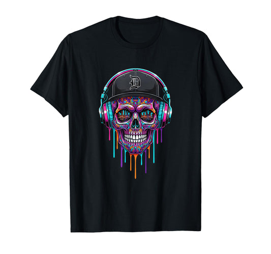 Baseball Drip Skull Headphones Cap T-Shirt - Aesthetic Graphic Unisex - T-Shirt, Sweatshirt, Hoodie