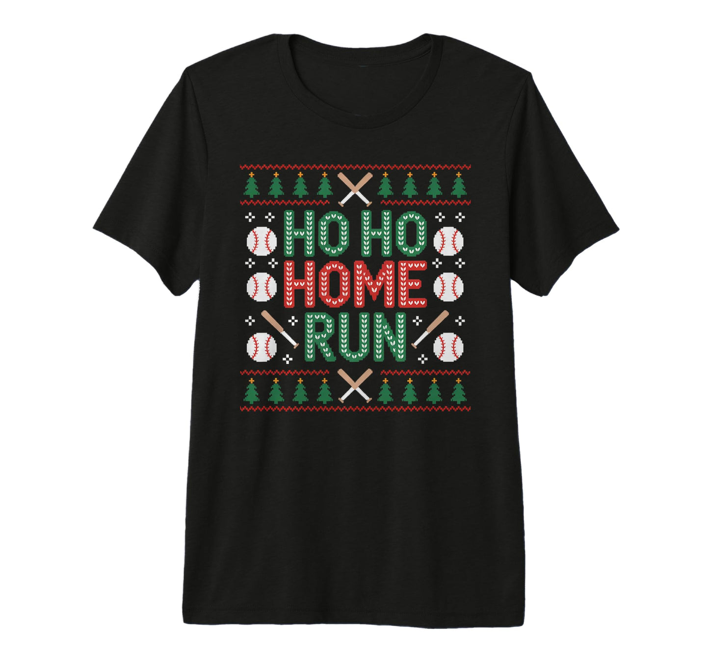 Ho Ho Home Run Ugly Funny Baseball Lover T-Shirt - Minimalist Print Unisex - T-Shirt, Sweatshirt, Hoodie