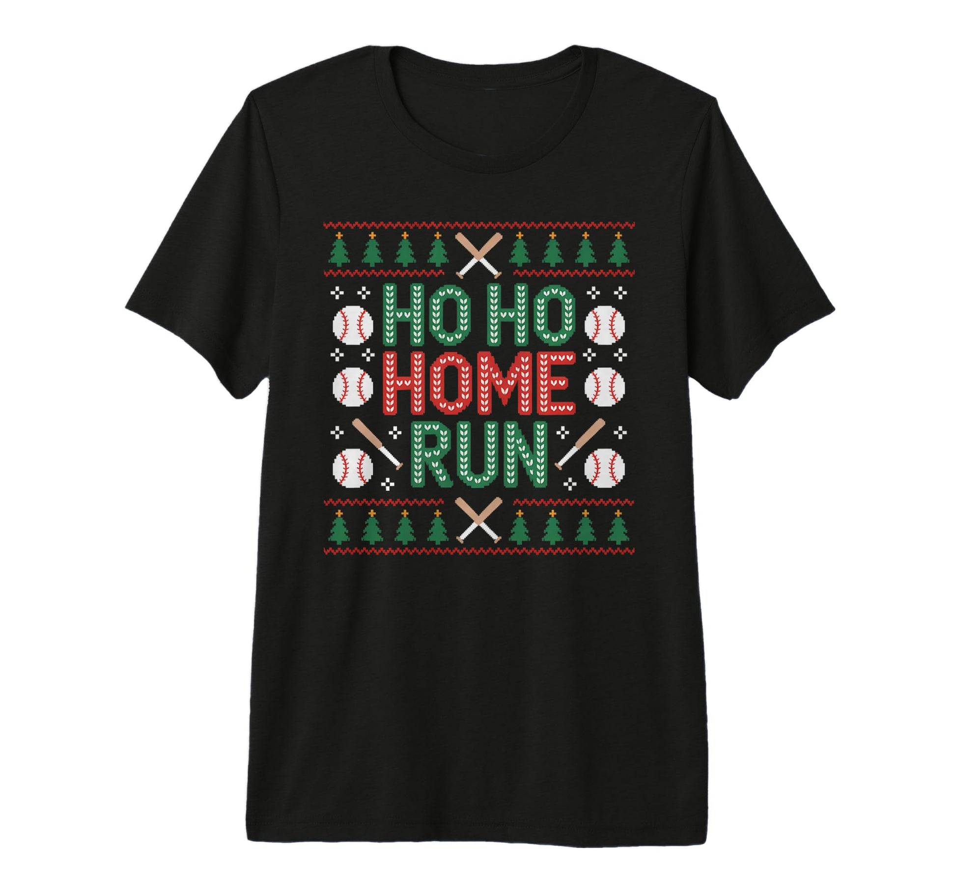 Ho Ho Home Run Ugly Funny Baseball Lover T-Shirt - Minimalist Print Unisex - T-Shirt, Sweatshirt, Hoodie