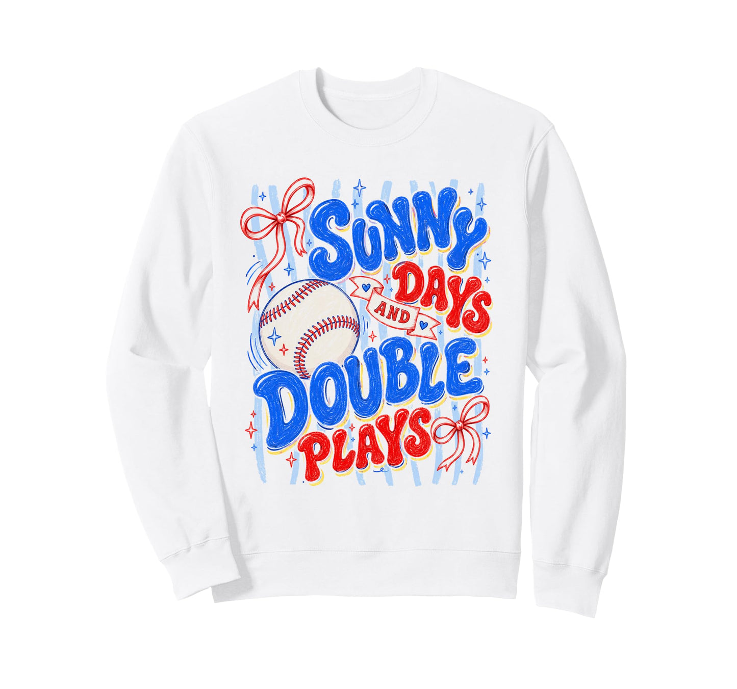 Baseball Coquette Bow Sunny Days Sweatshirt - Graphic Print for Adults - T-Shirt, Sweatshirt, Hoodie