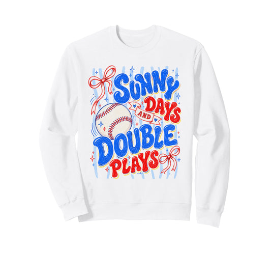 Baseball Coquette Bow Sunny Days Sweatshirt - Graphic Print for Adults - T-Shirt, Sweatshirt, Hoodie