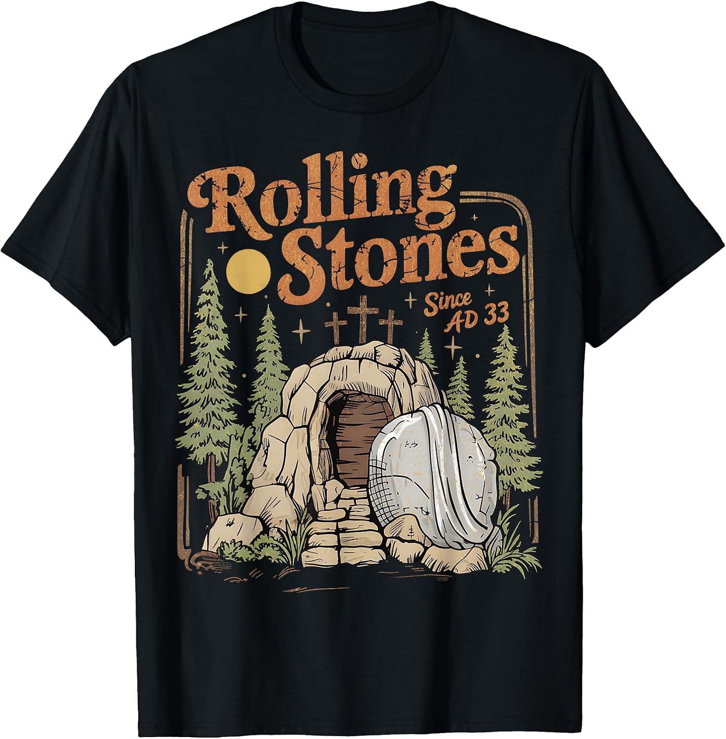 The Stone was Rolled Away He Alive Retro Christian - Adult & Kids T-Shirts, Sweatshirts & Hoodies apparel design preview 1
