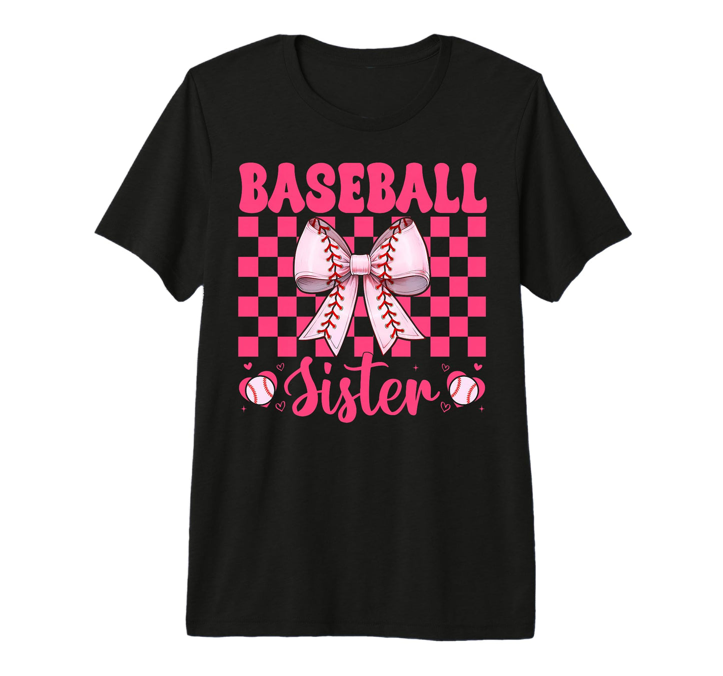 Baseball Sister Baseball Coquette Bow T-Shirt - Unique Graphic for Adults - T-Shirt, Sweatshirt, Hoodie