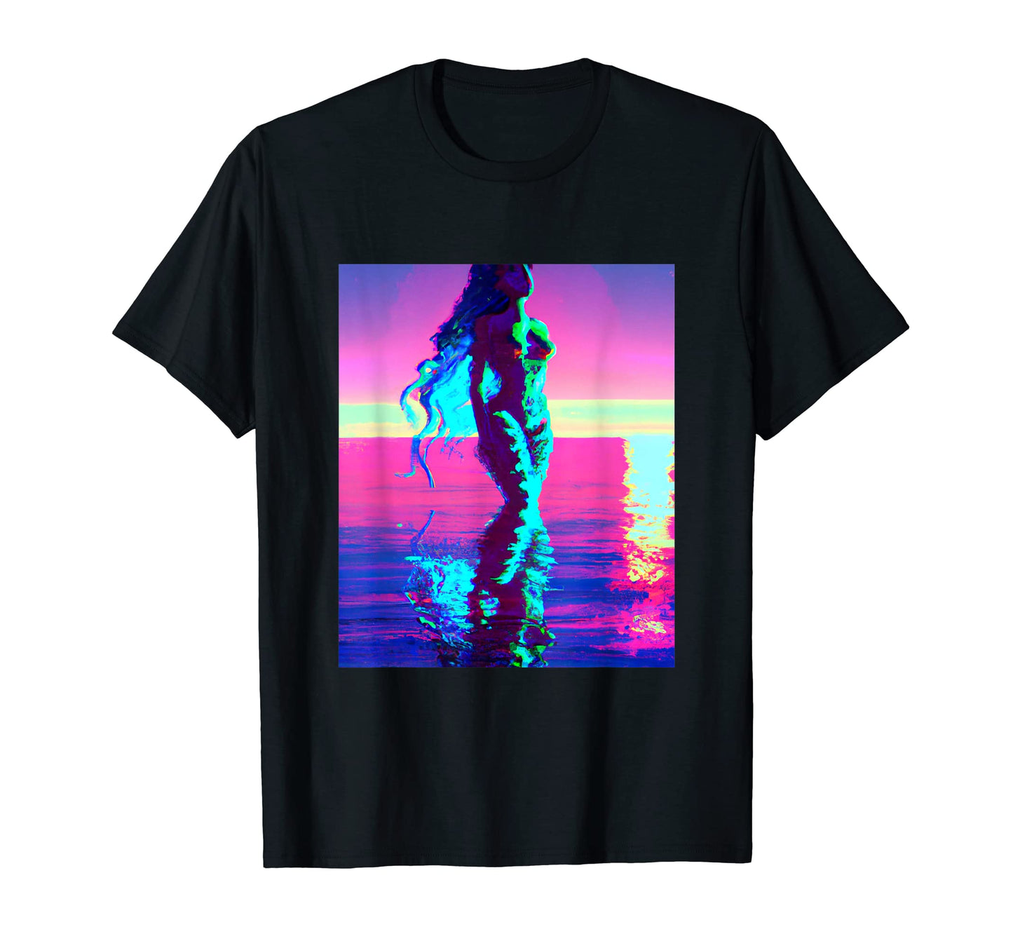 Mermaid Portrait Vaporwave Outrun T-Shirt - Fun Novelty Design Men Women - T-Shirt, Sweatshirt, Hoodie