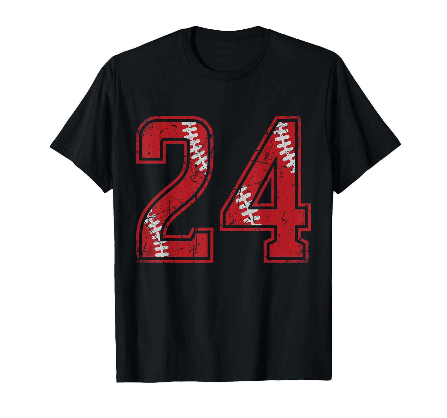 Number 24 Distressed Baseball Jersey T-Shirt - Custom Art Print for Adults - T-Shirt, Sweatshirt, Hoodie