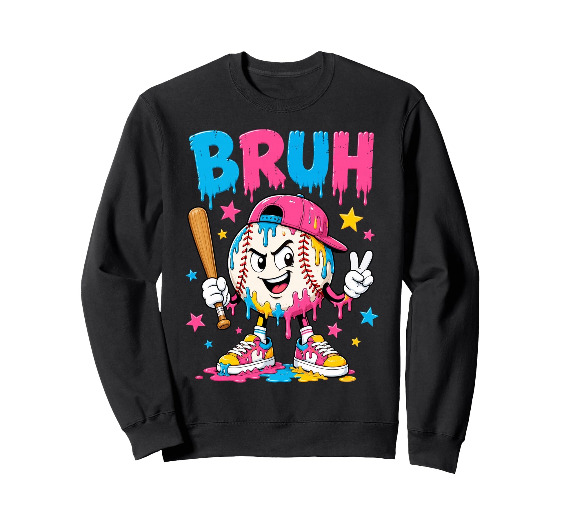 Baseball Drip Peace Sign Fun Sweatshirt - Unique Graphic for Adults - T-Shirt, Sweatshirt, Hoodie