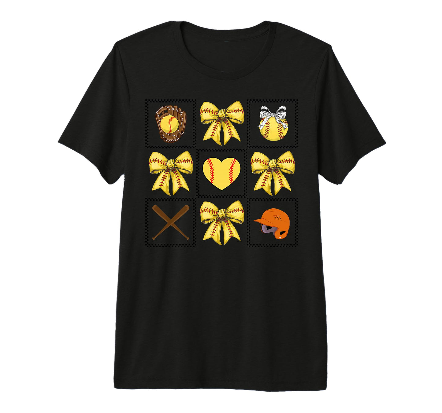 Baseball Bow Glove Ball Bat Helmet T-Shirt - Minimalist Print for Adults - T-Shirt, Sweatshirt, Hoodie