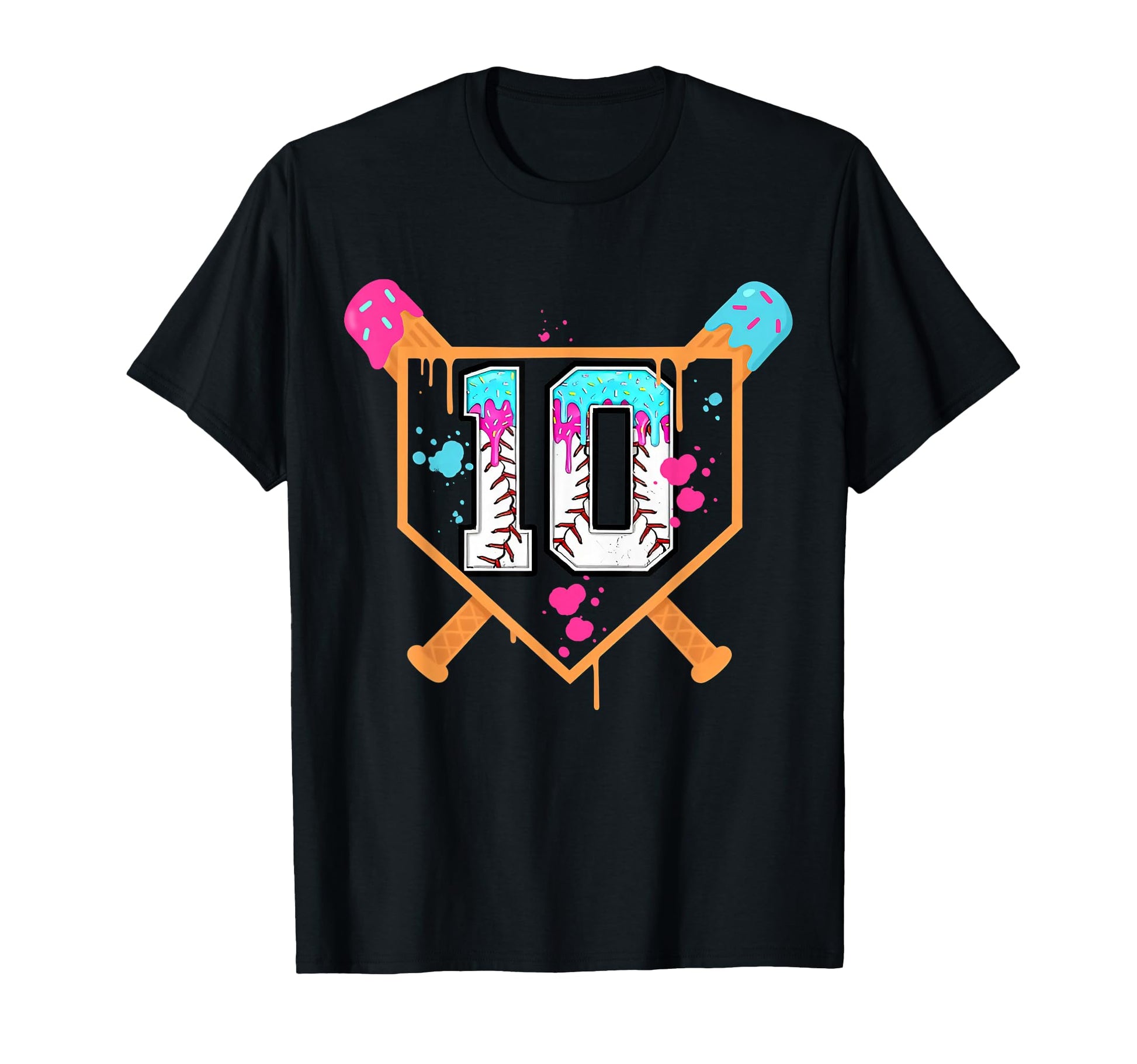Baseball 10Th Birthday Ice Cream T-Shirt - Custom Art Print for Adults - T-Shirt, Sweatshirt, Hoodie