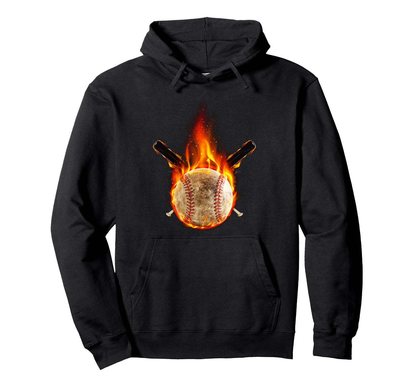 Fire Flame Baseball Bat Burning Baseball Hoodie - Minimalist Print Unisex - T-Shirt, Sweatshirt, Hoodie
