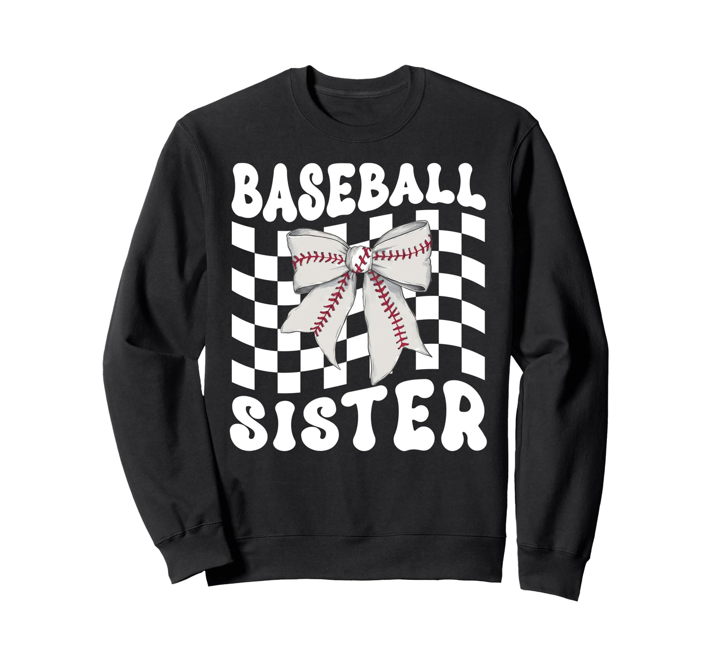 Baseball Sister Coquette Bow Funny Game Sweatshirt - Unique Graphic Unisex - T-Shirt, Sweatshirt, Hoodie