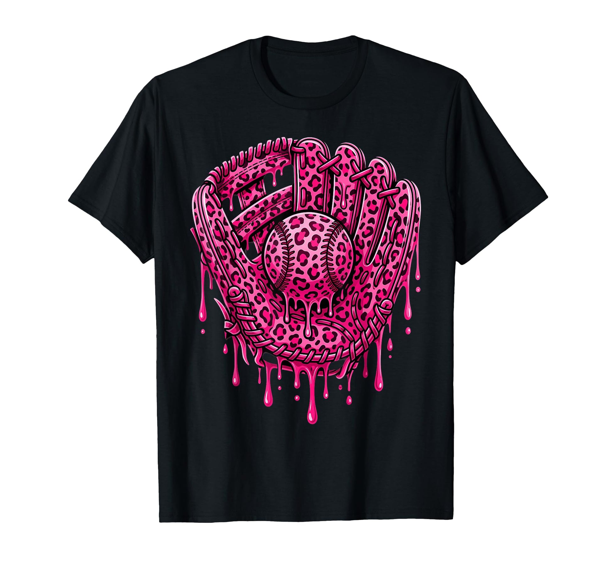 Drip Baseball Leopard Pattern Dripping T-Shirt - Novelty Apparel Unisex - T-Shirt, Sweatshirt, Hoodie