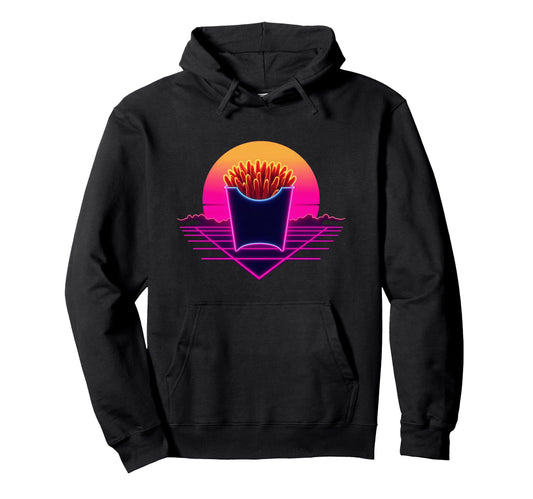 80S Synthwave Pommes French Fries Hoodie - Custom Art Print Men Women - T-Shirt, Sweatshirt, Hoodie