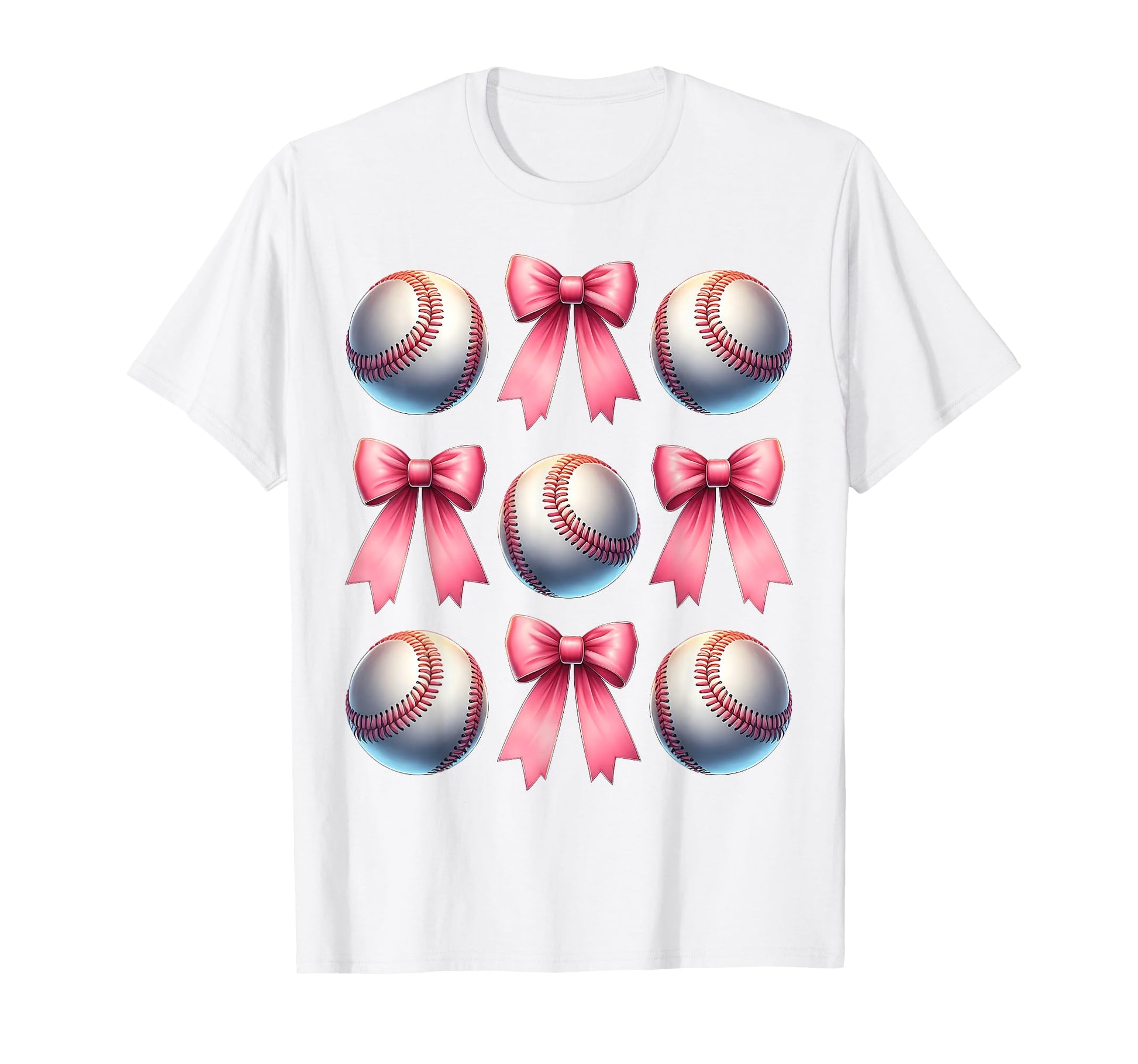 Coquette Bow Baseball Player Team T-Shirt - Custom Art Print Men Women - T-Shirt, Sweatshirt, Hoodie