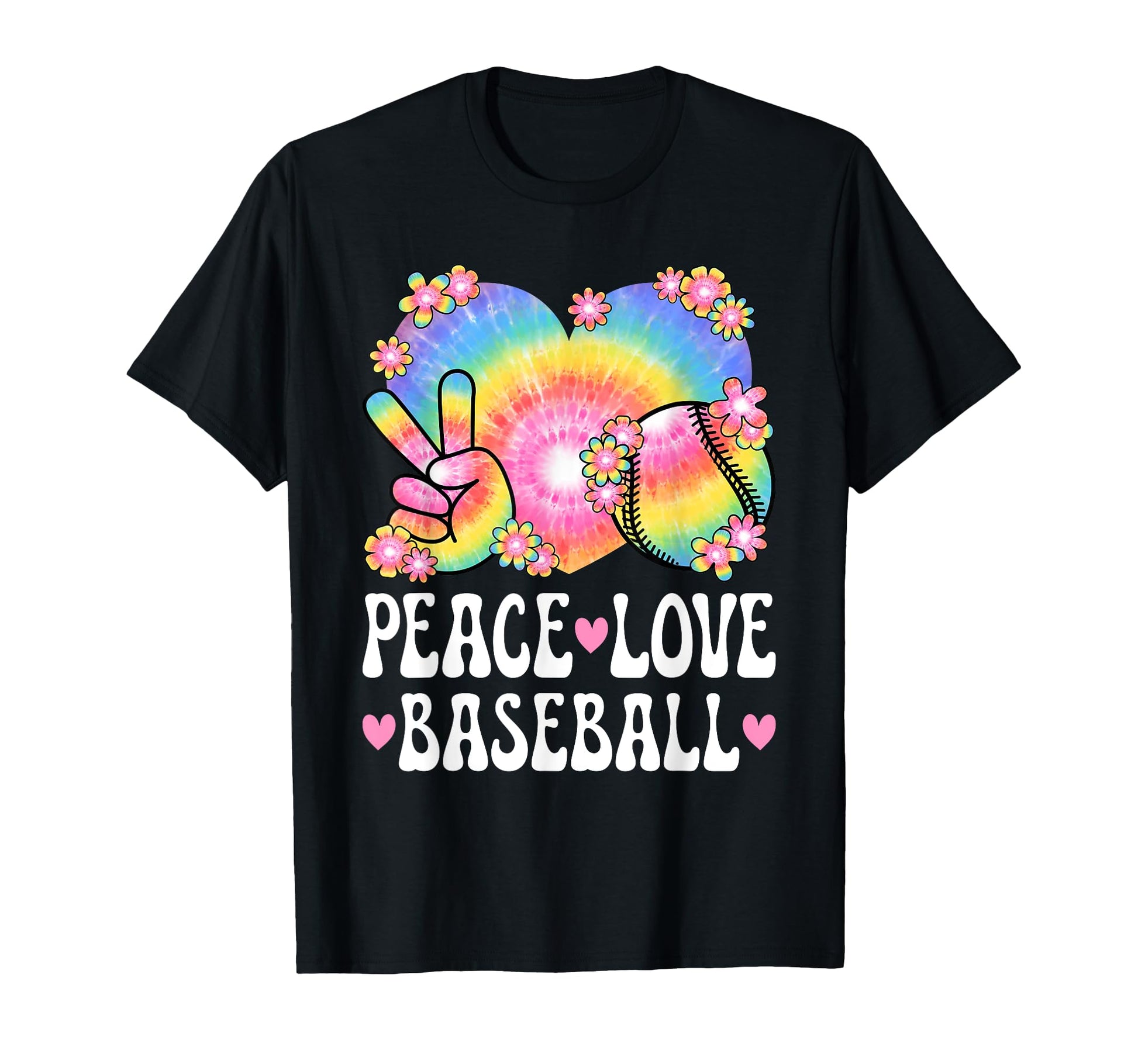 Peace Love Baseball Lover 60S 70S T-Shirt - Aesthetic Graphic Unisex - T-Shirt, Sweatshirt, Hoodie