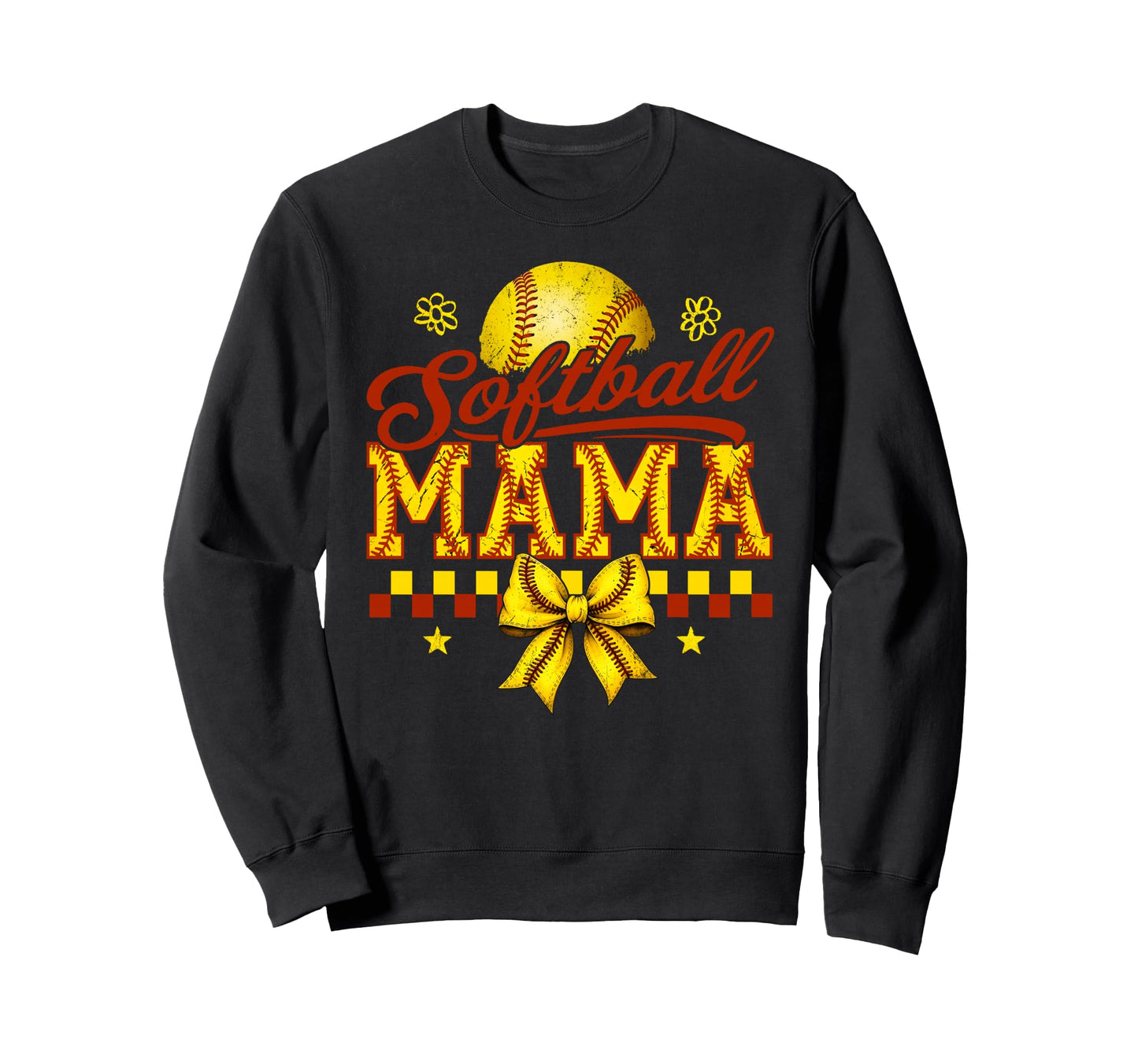 Softball Mama Coquette Bow Sweatshirt - Custom Art Print for Adults - T-Shirt, Sweatshirt, Hoodie