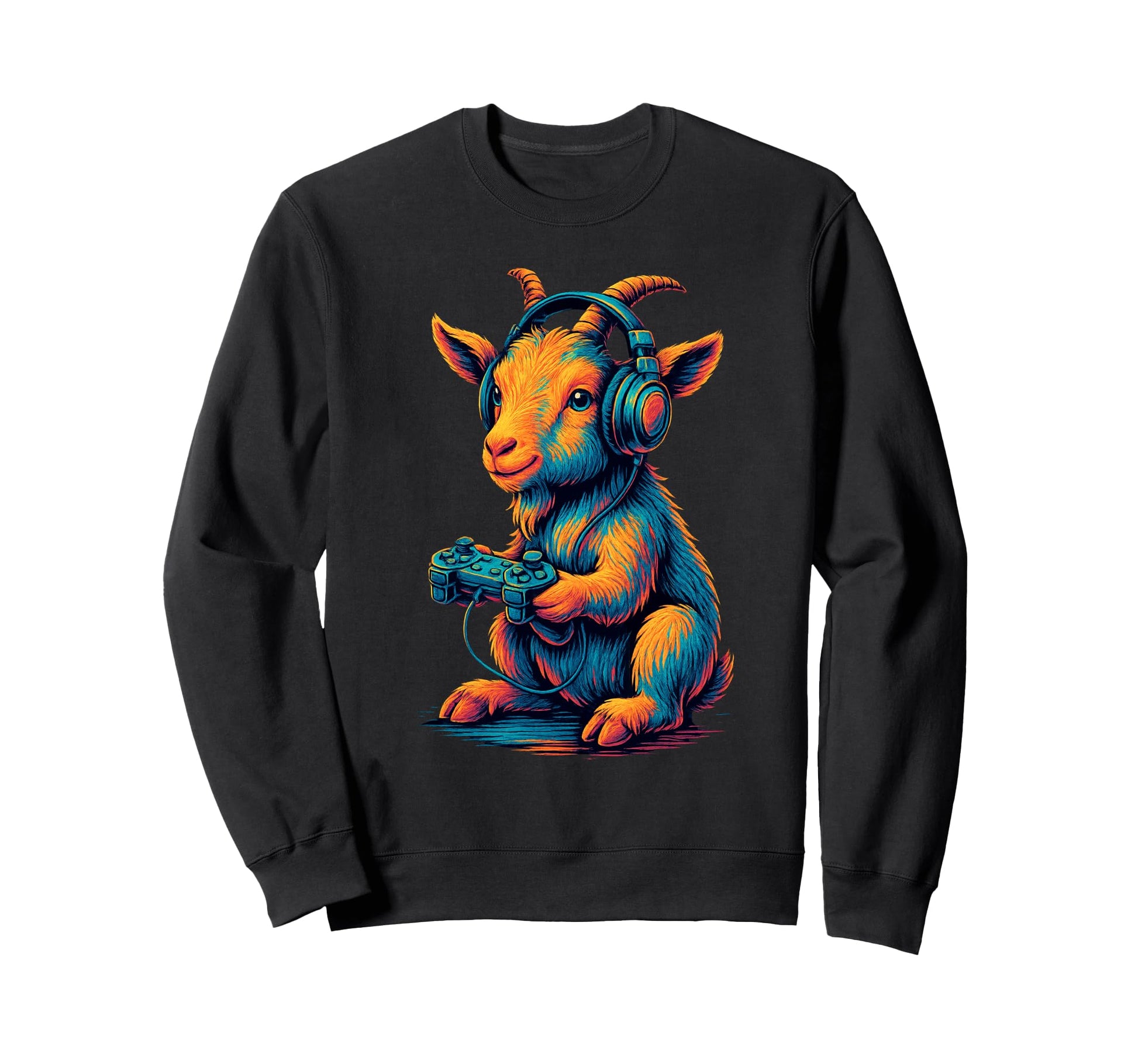 Goat Gamer Gaming Animal Lover Sweatshirt - Graphic Print for Adults - T-Shirt, Sweatshirt, Hoodie