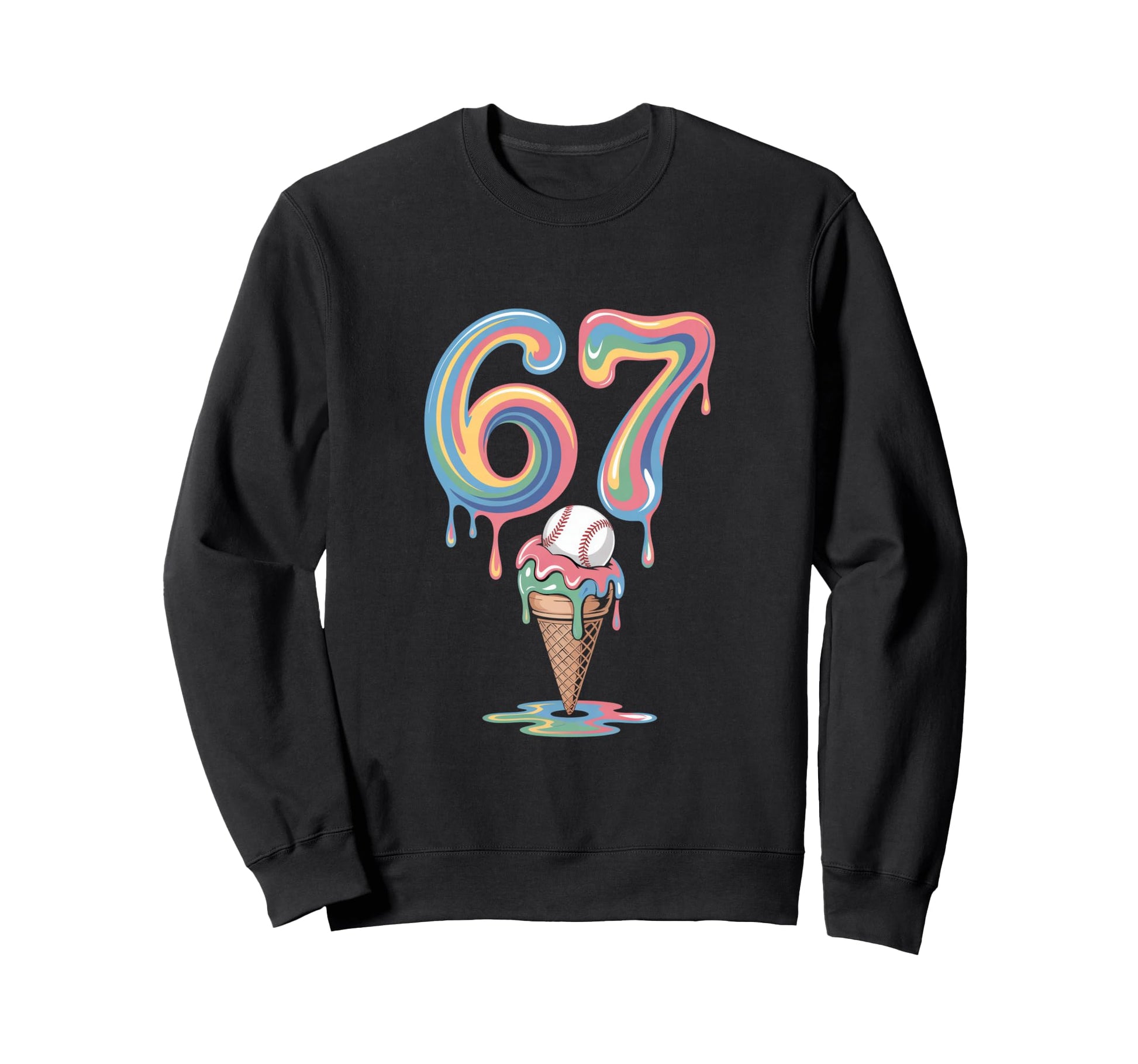 Sixty Seven Baseball Ice Cream Sweatshirt - Fun Novelty Design Men Women - T-Shirt, Sweatshirt, Hoodie