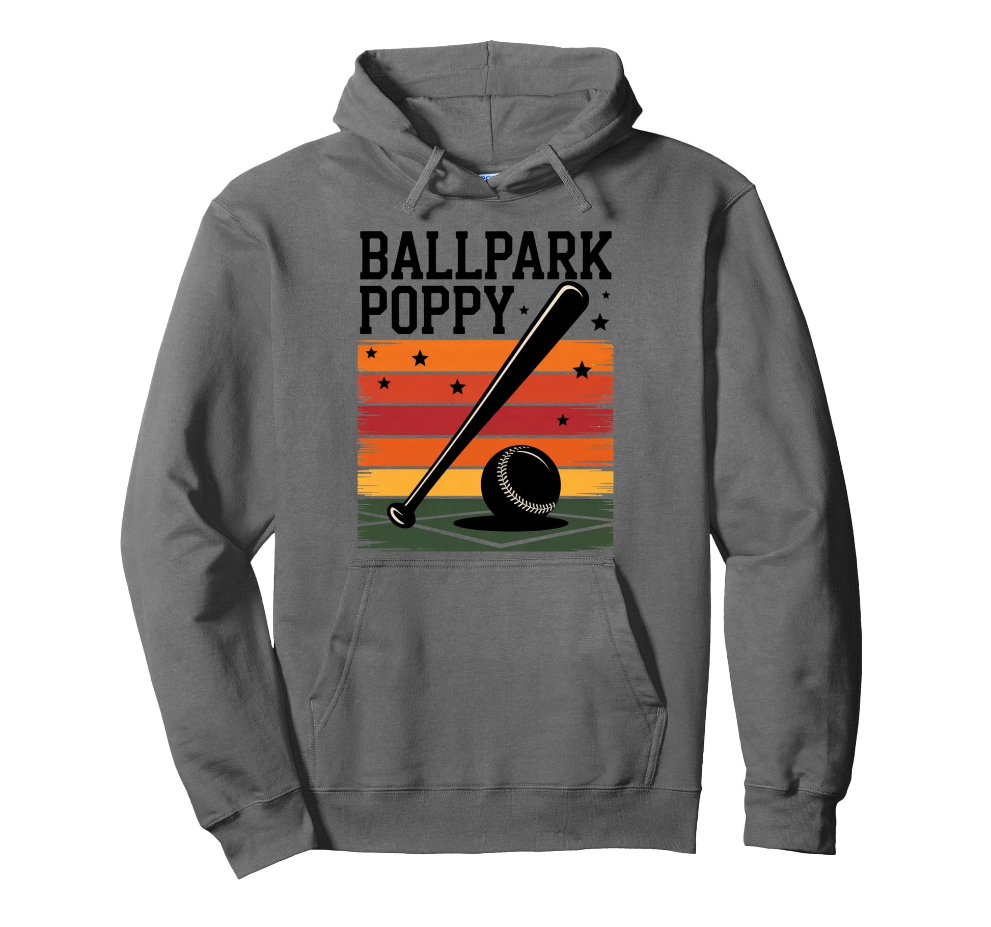 Ballpark Poppy Softball And Hoodie - Casual Everyday Wear Men Women - T-Shirt, Sweatshirt, Hoodie
