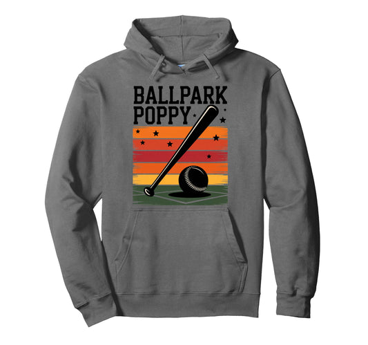 Ballpark Poppy Softball And Hoodie - Casual Everyday Wear Men Women - T-Shirt, Sweatshirt, Hoodie