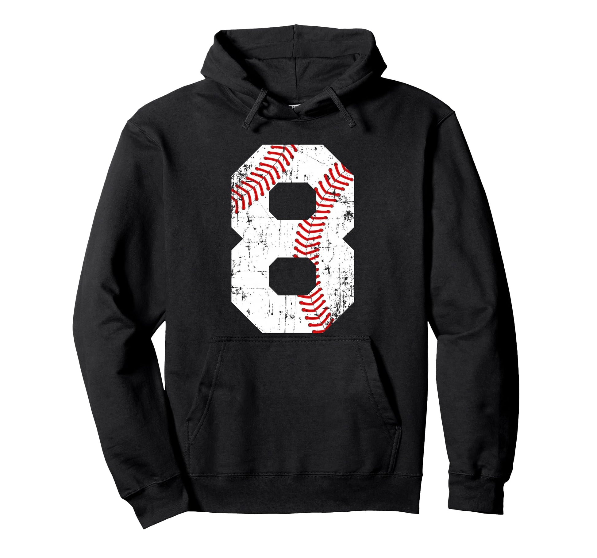 Baseball 8 Jersey Number Hoodie - Fun Novelty Design Unisex - T-Shirt, Sweatshirt, Hoodie