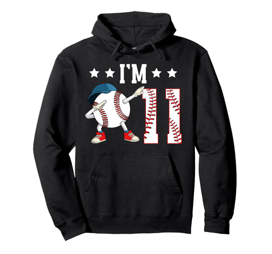 11Th Baseball Birthday Eleven Year Old Hoodie - Unique Graphic Unisex - T-Shirt, Sweatshirt, Hoodie