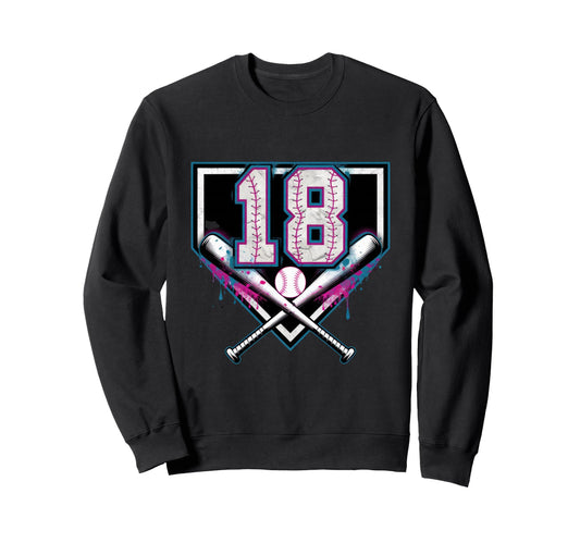 18Th Birthday Baseball Home Ice Sweatshirt - Graphic Print for Adults - T-Shirt, Sweatshirt, Hoodie