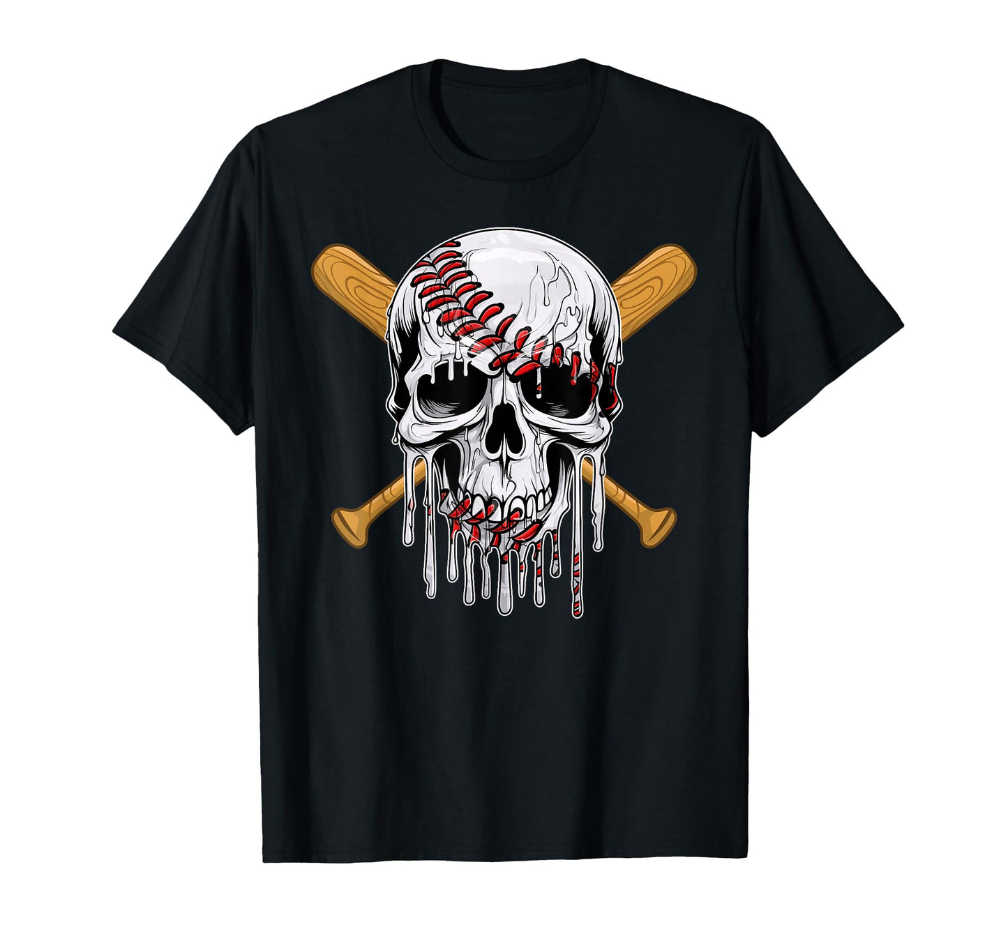 Baseball Skull Shaped Happy Halloween T-Shirt - Streetwear Style Unisex - T-Shirt, Sweatshirt, Hoodie