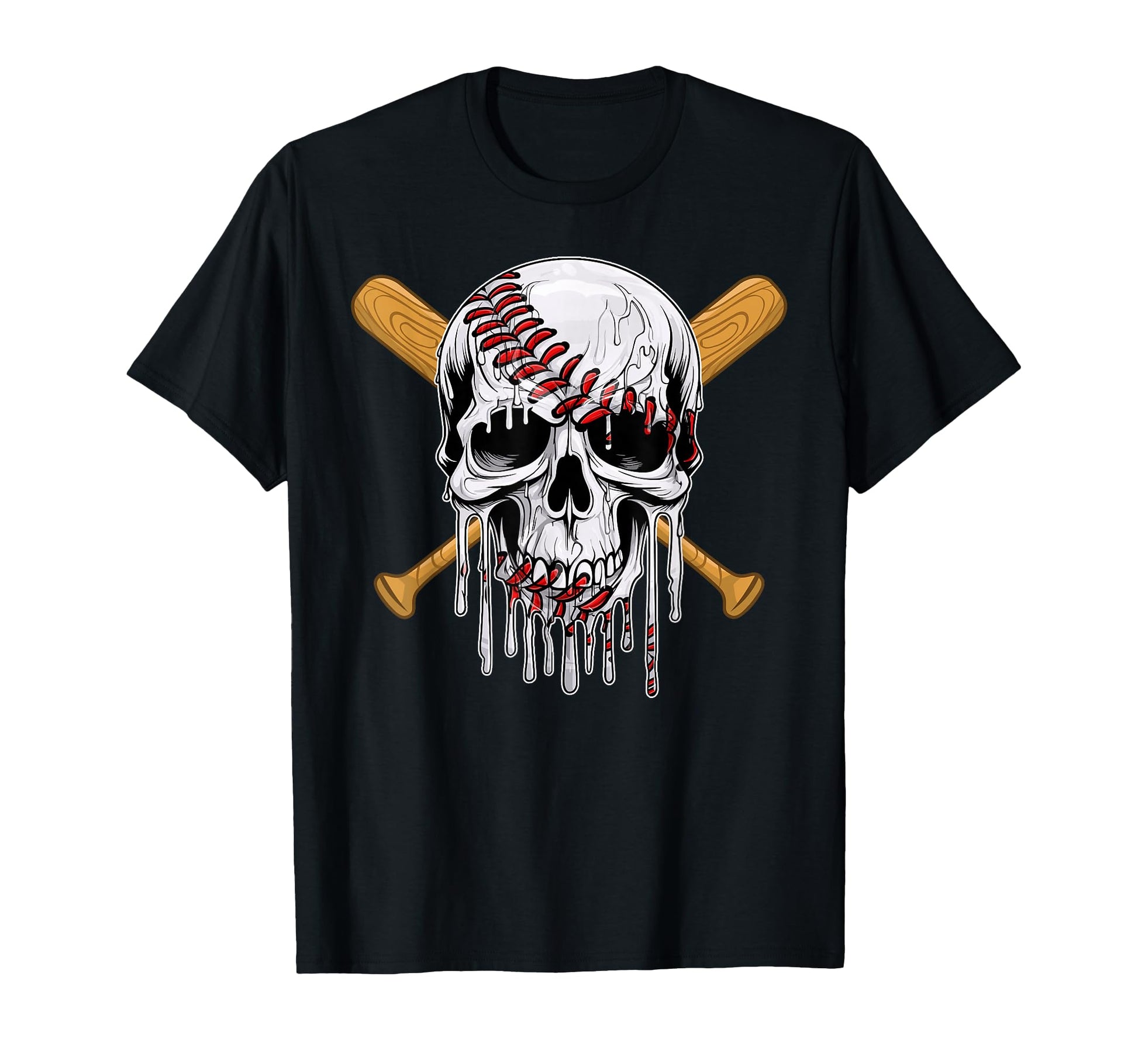 Baseball Skull Shaped Happy Halloween T-Shirt - Streetwear Style Unisex - T-Shirt, Sweatshirt, Hoodie