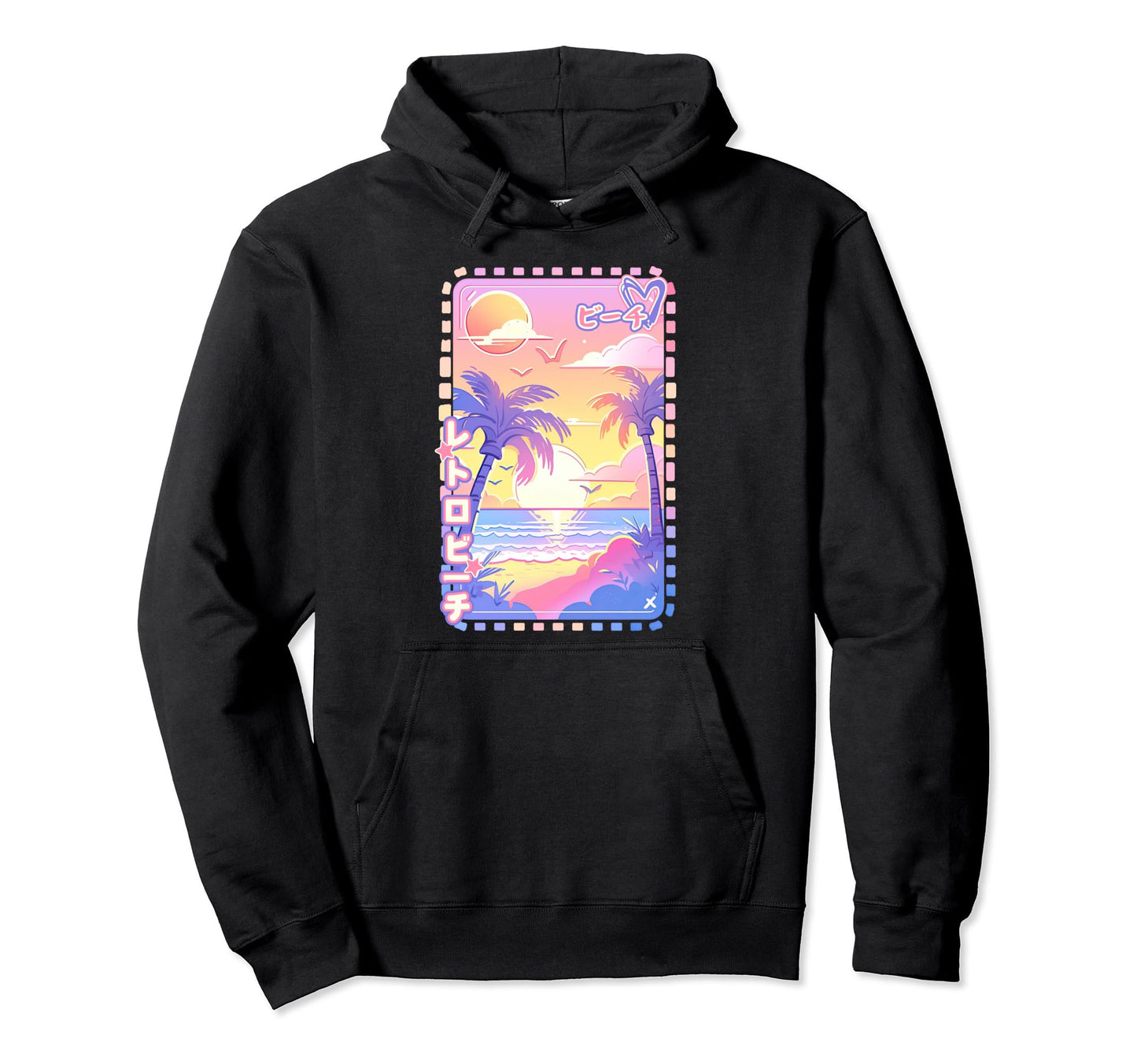 Beach Sunset Nostalgia Y2K Pastel Hoodie - Custom Art Print Unisex - T-Shirt, Sweatshirt, Hoodie