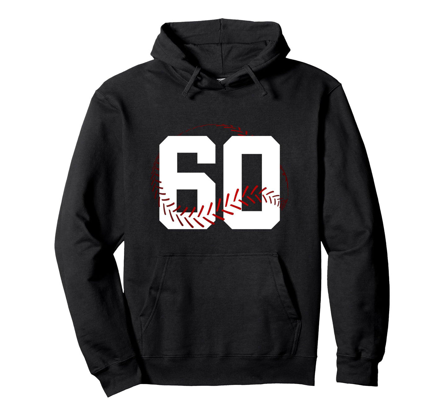 Number 60 Years Baseball 60Th Birthday Hoodie - Novelty Apparel for Adults - T-Shirt, Sweatshirt, Hoodie