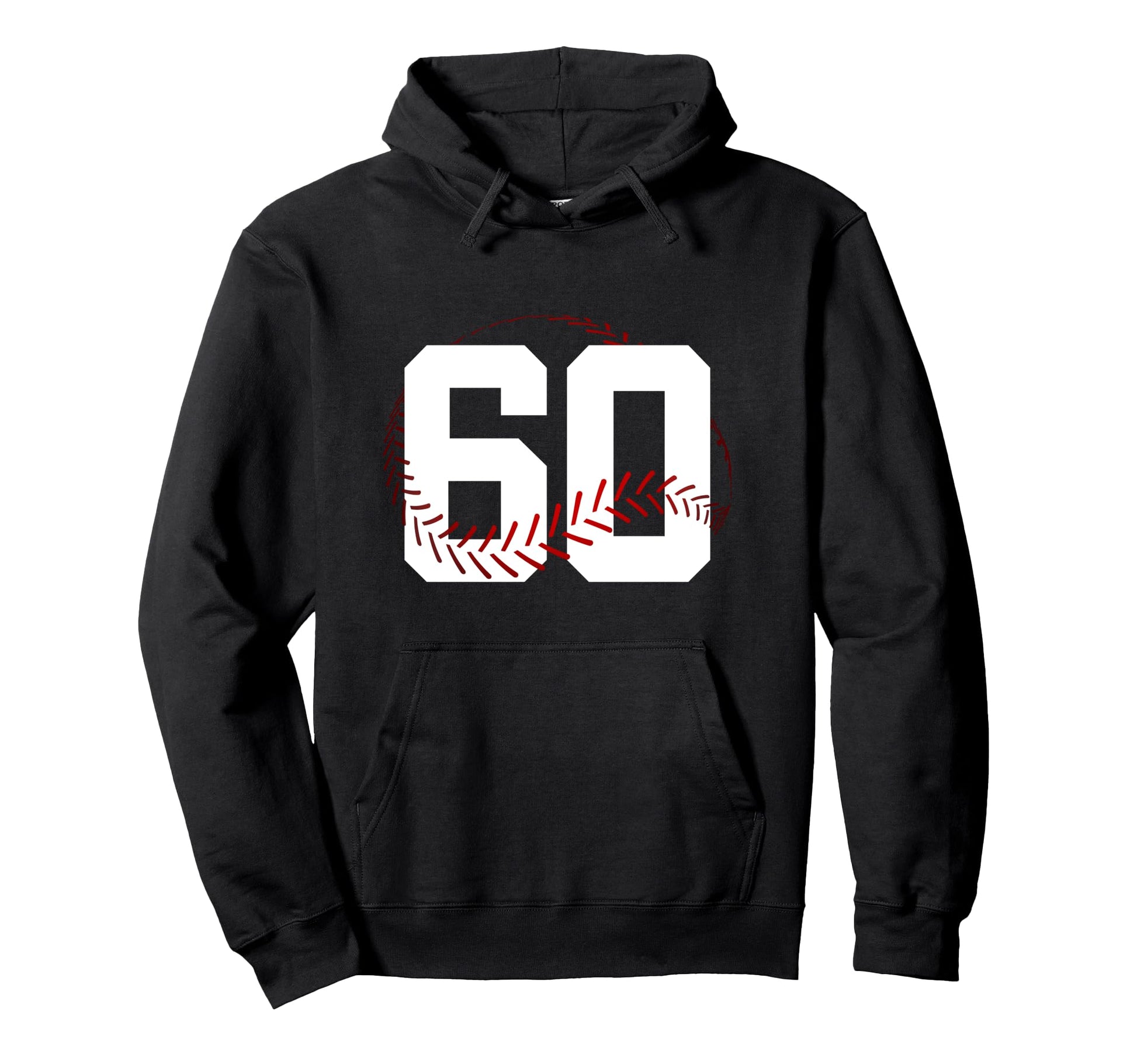 Number 60 Years Baseball 60Th Birthday Hoodie - Novelty Apparel for Adults - T-Shirt, Sweatshirt, Hoodie