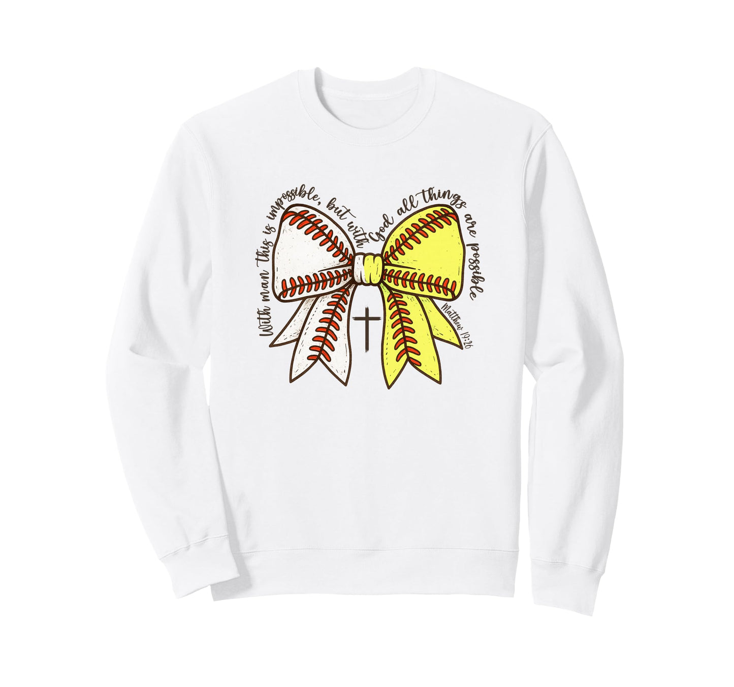 Softball Baseball Mom Bow Christian Sweatshirt - Minimalist Print Unisex - T-Shirt, Sweatshirt, Hoodie