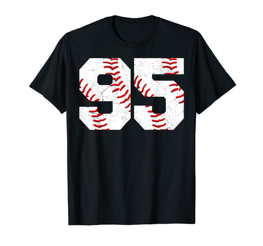95 Birthday Baseball Theme Bday Party T-Shirt - Aesthetic Graphic Unisex - T-Shirt, Sweatshirt, Hoodie