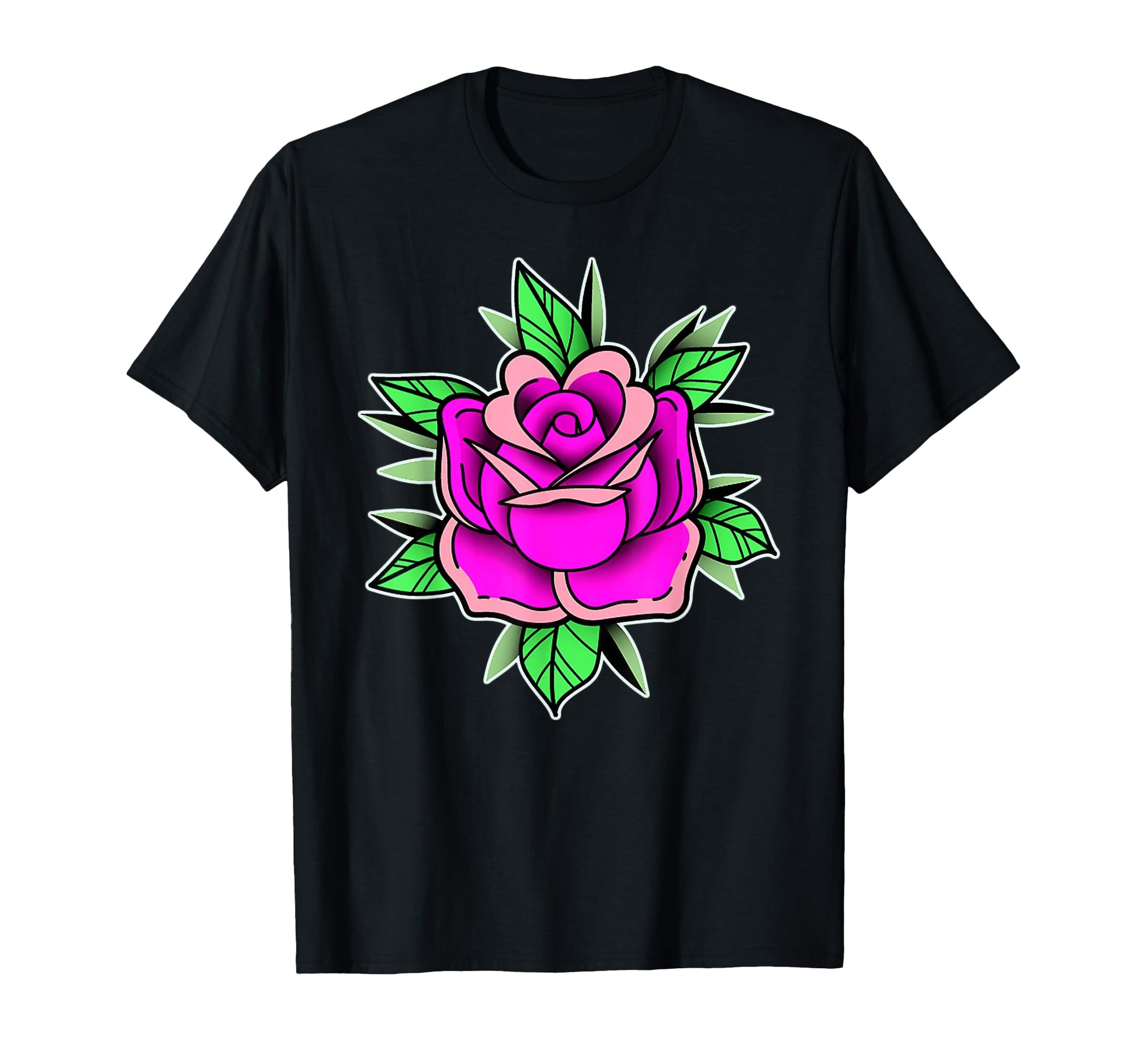 Purple Rose Traditional Tattoo Flash T-Shirt - Minimalist Print Unisex - T-Shirt, Sweatshirt, Hoodie